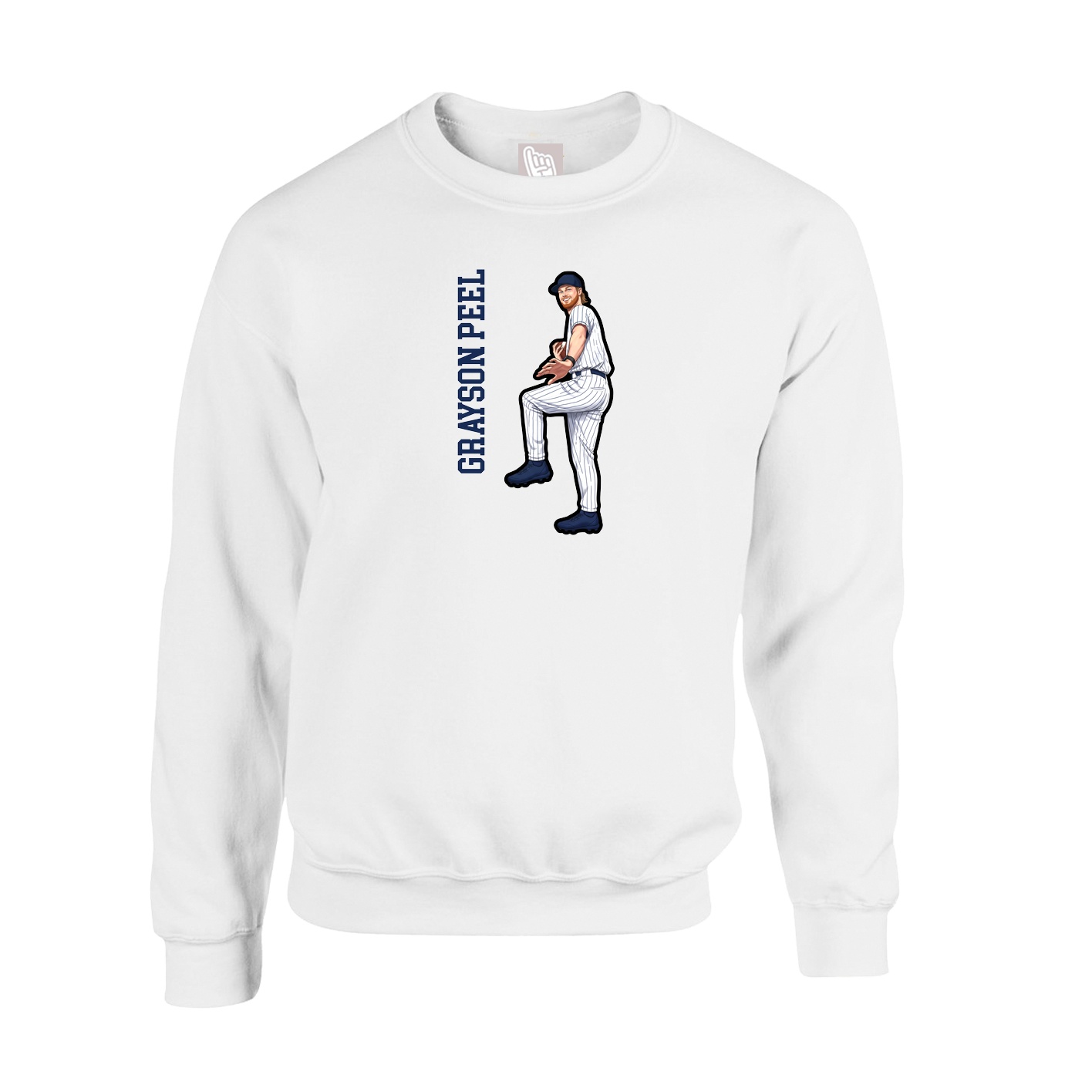 Fleece Crew — Name Vertical in White