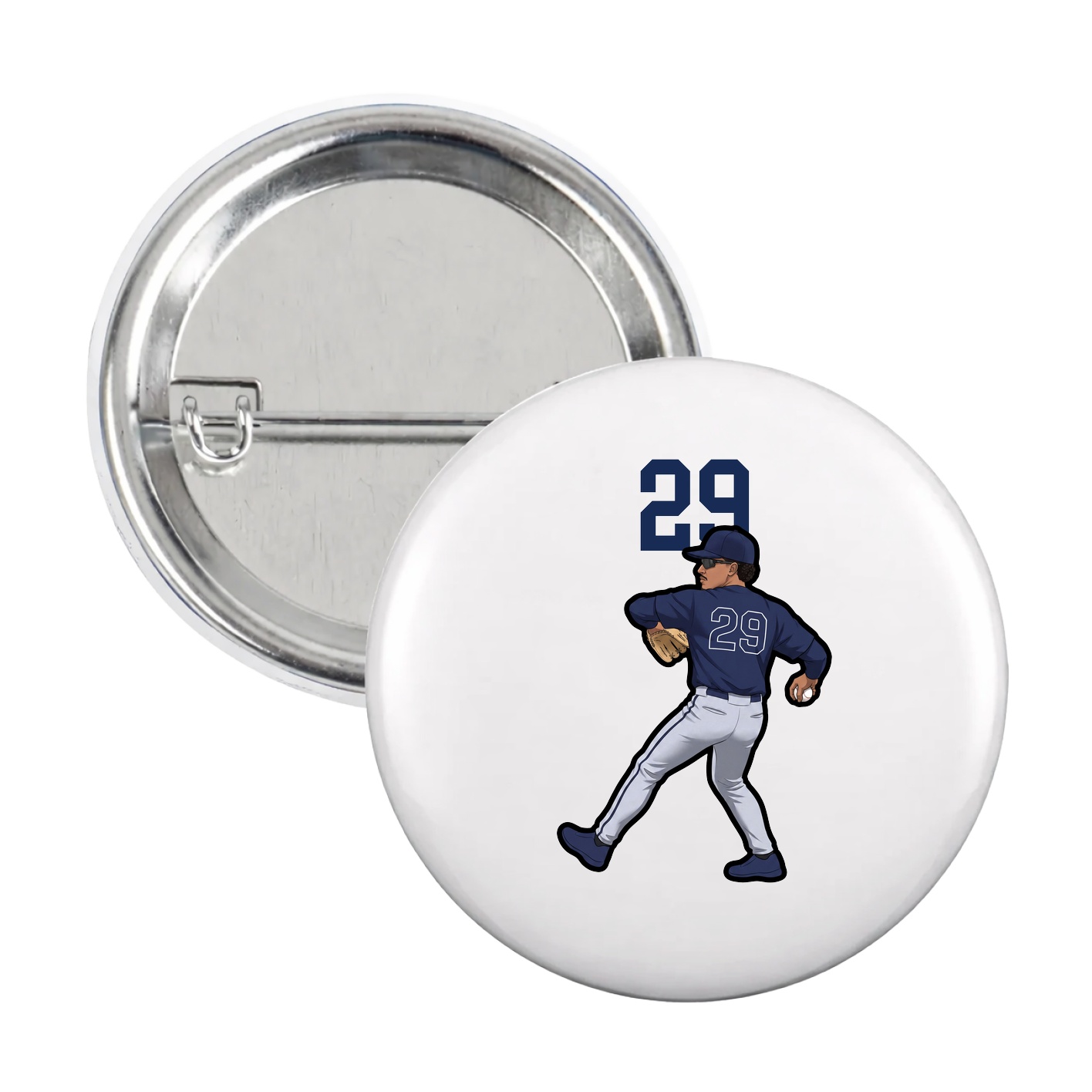 Game Day Button — Number Top in White
