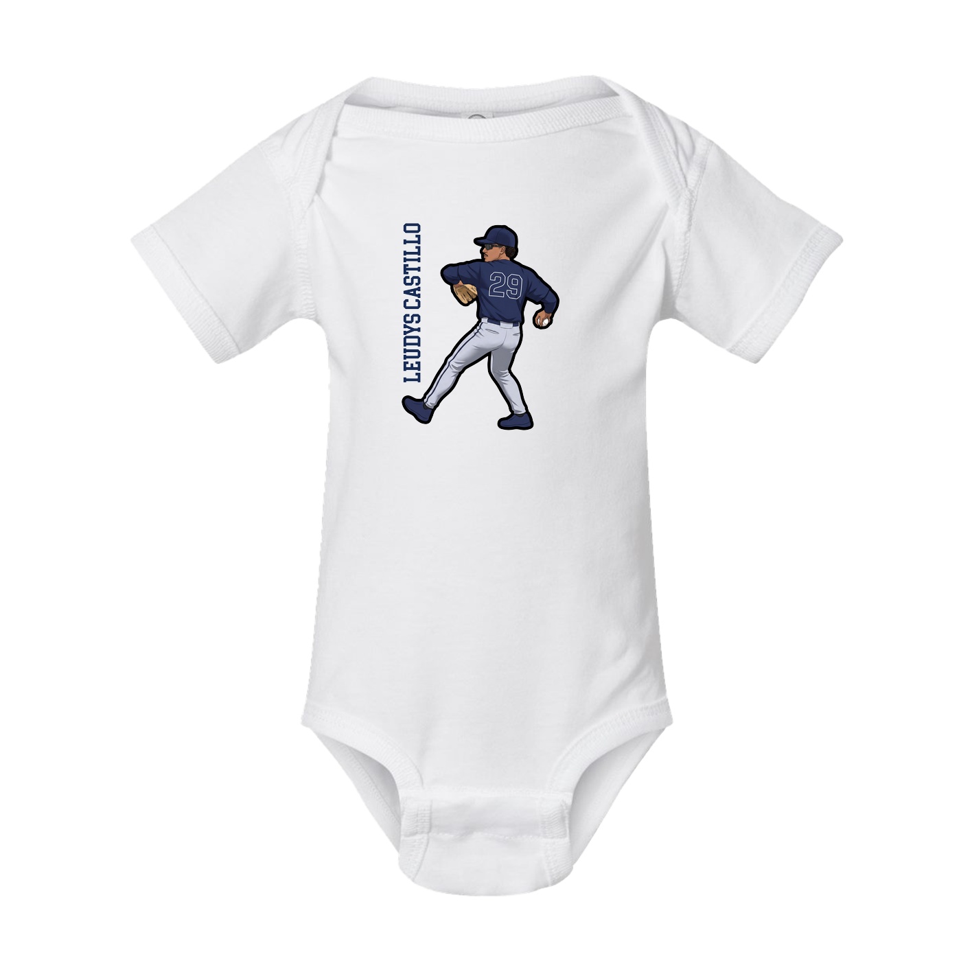 Baby Onesie — Name Vertical in White