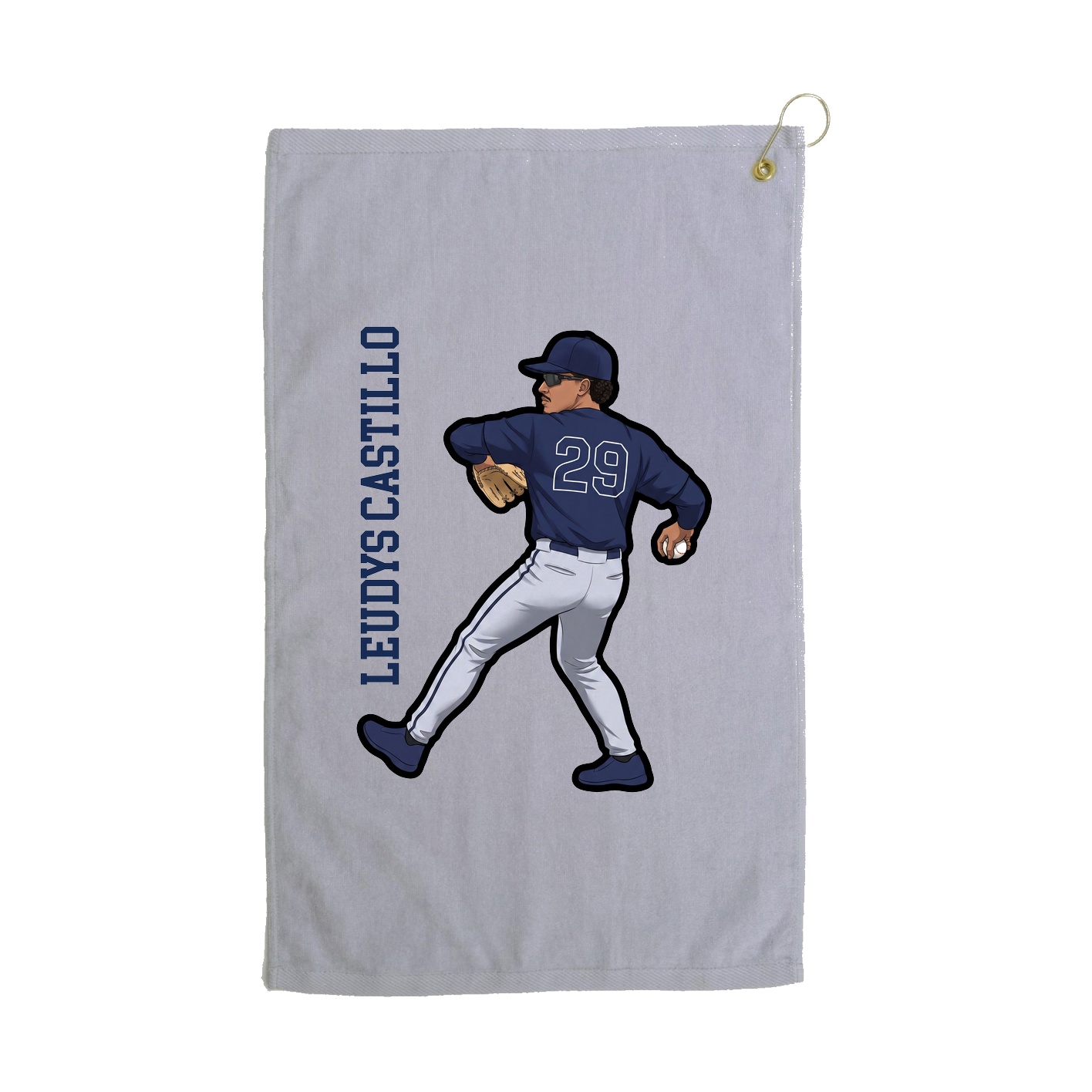 Golf Towel — Name Vertical in Grey