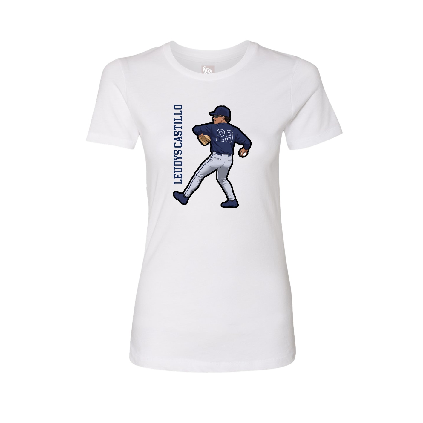Fitted Women's Tee — Name Vertical in White