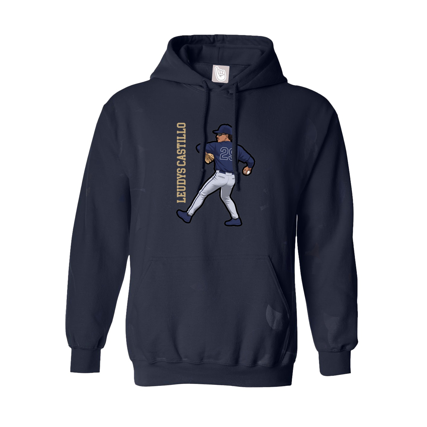 Hoodie — Name Vertical in Navy