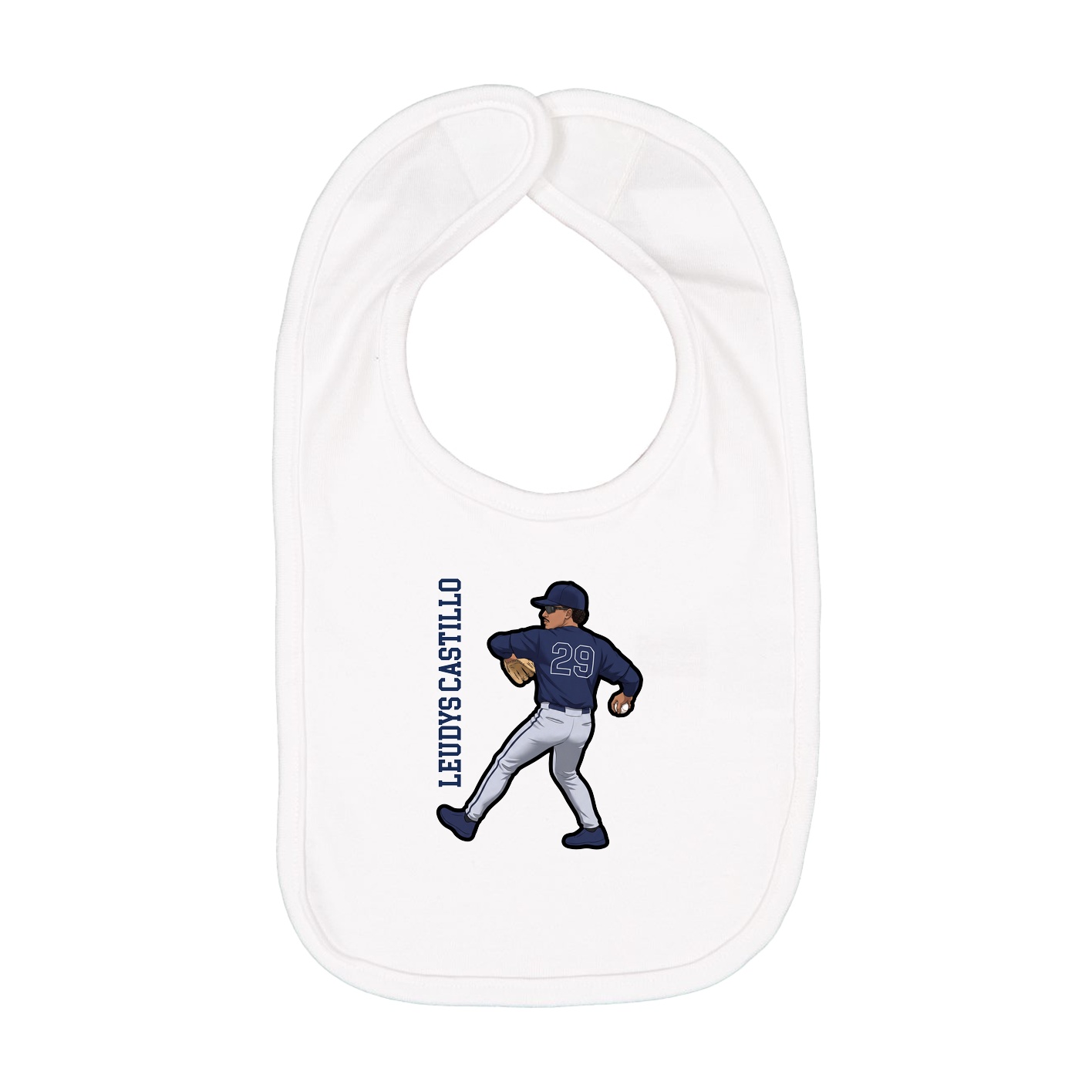 Infant Bib — Name Vertical in White