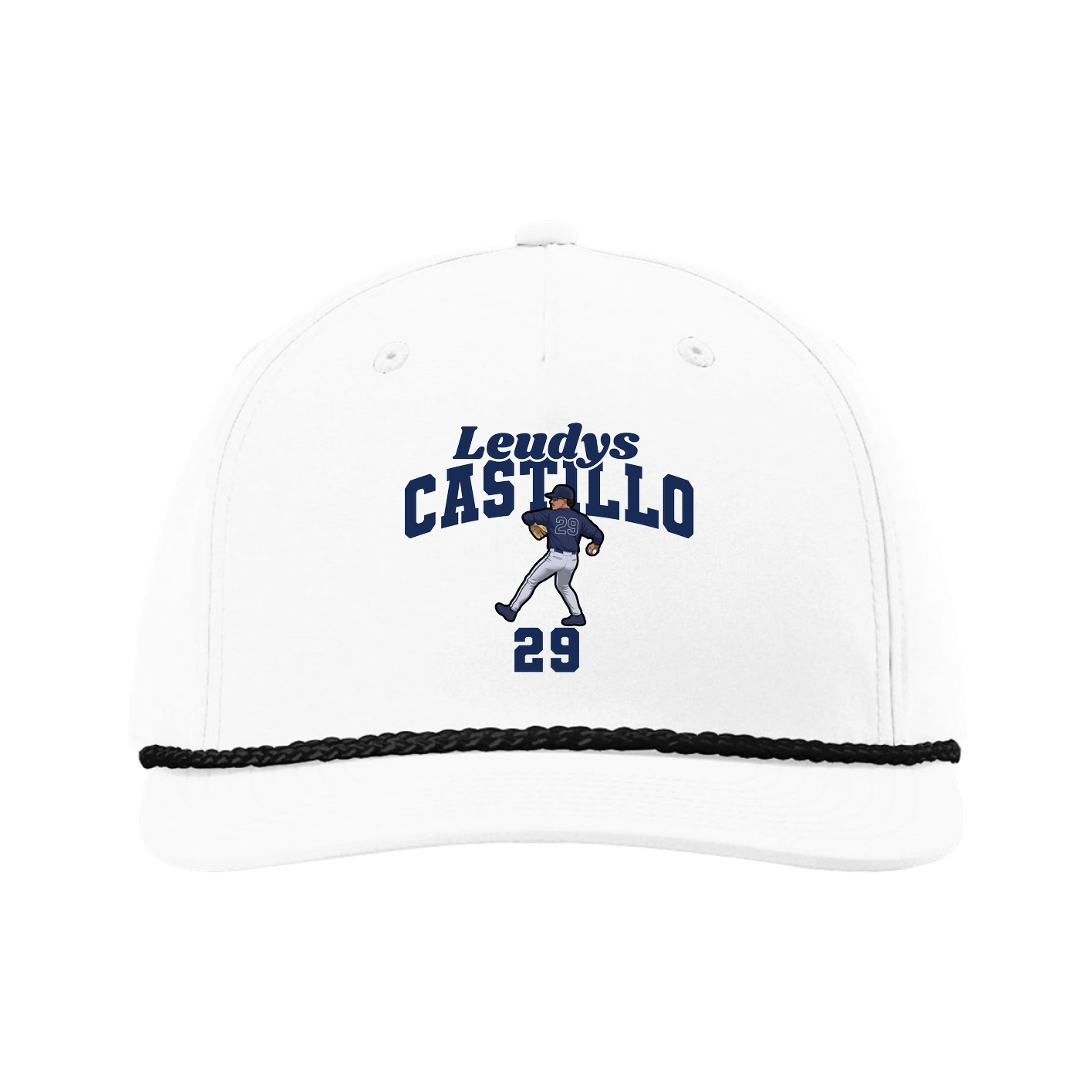 Five-Panel Classic Rope Cap — Signature Arch in White