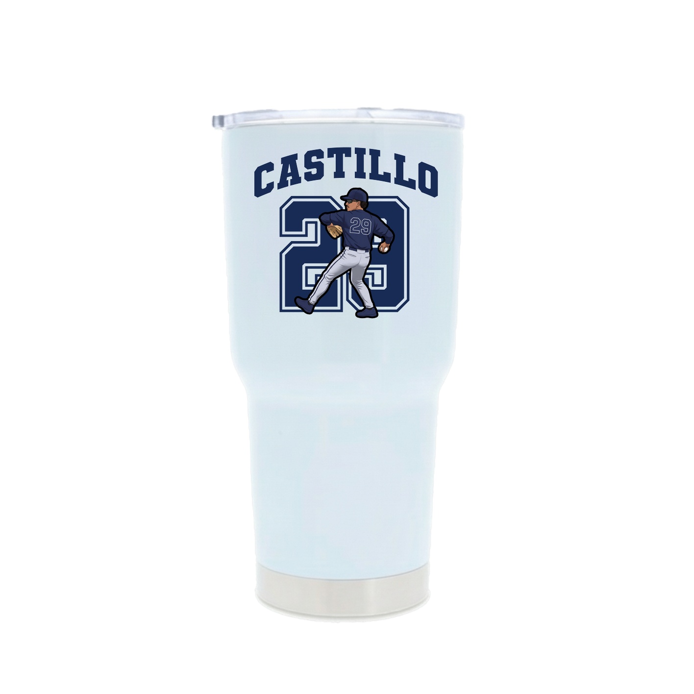 30oz Stainless Steel Tumbler — Number in White