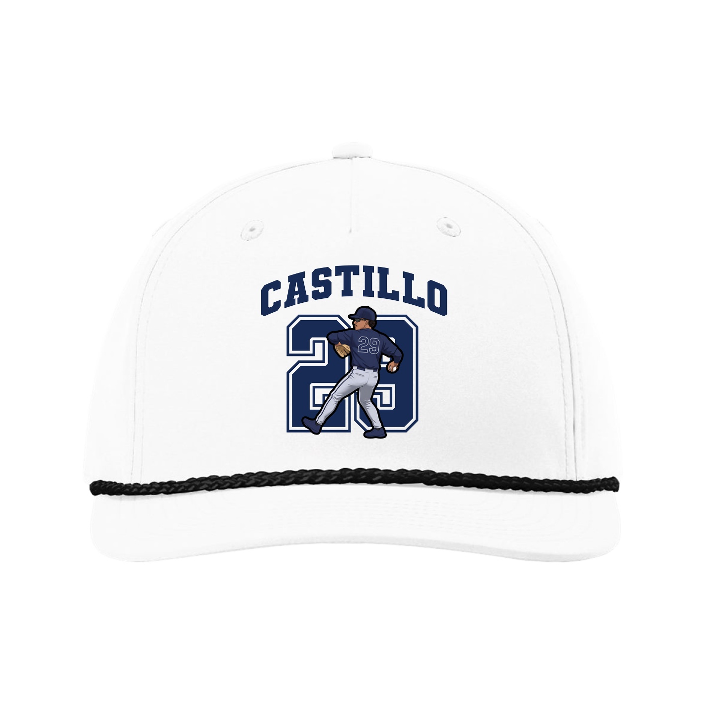Five-Panel Classic Rope Cap — Number in White