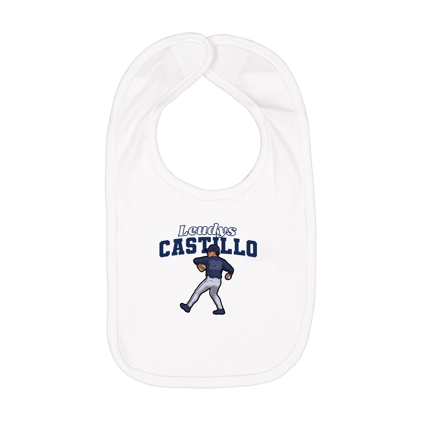 Infant Bib — Name Arch in White