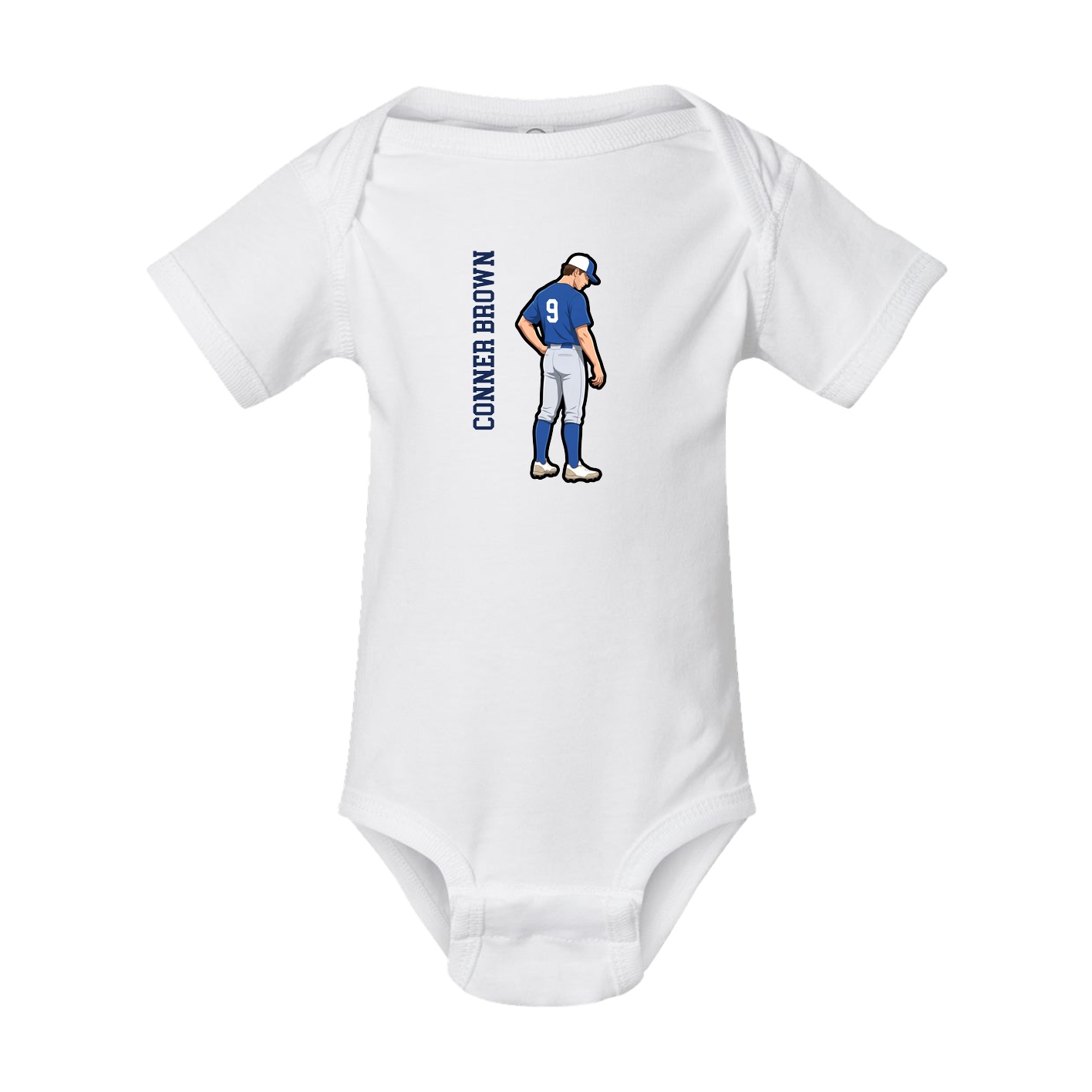 Baby Onesie — Name Vertical in White