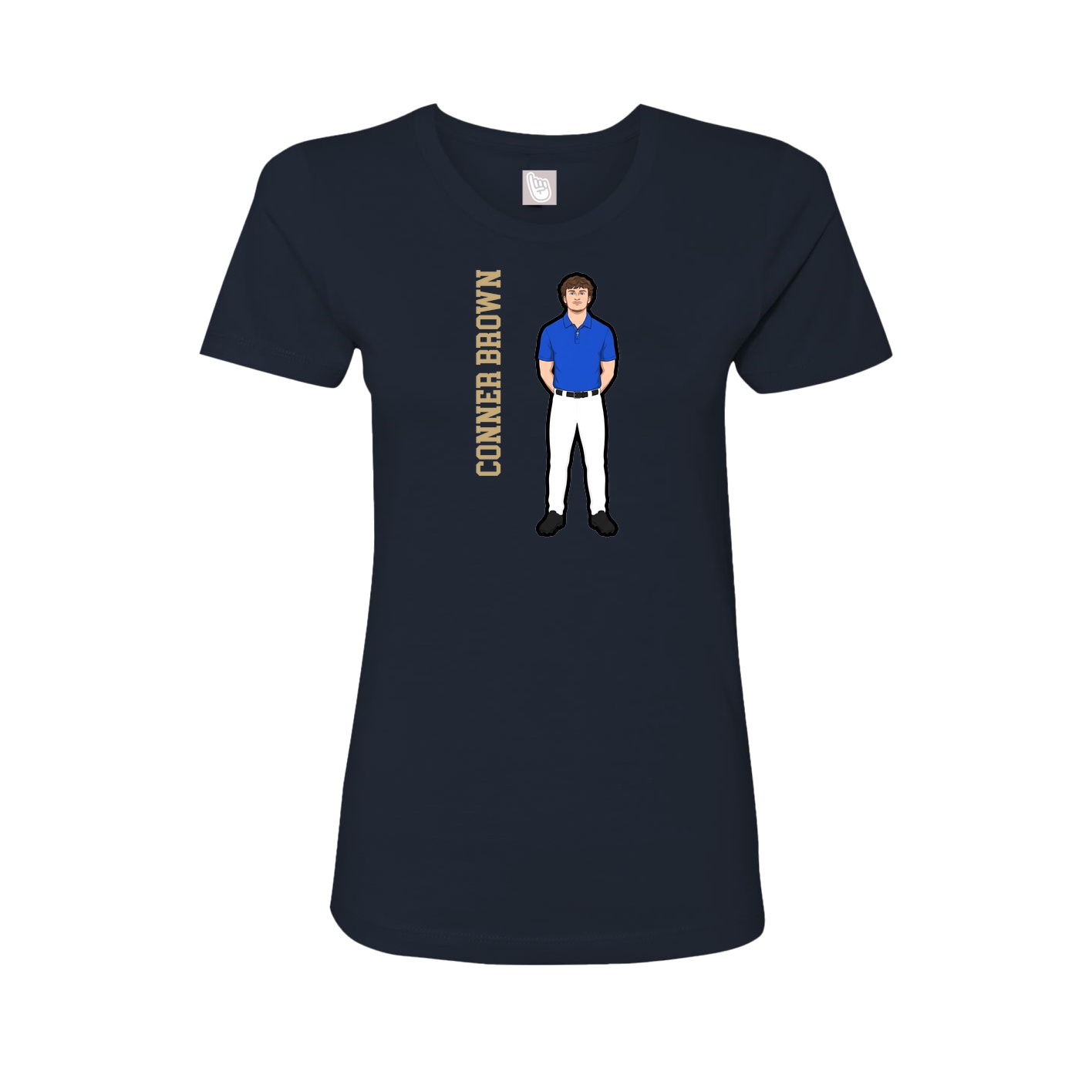 Fitted Women's Tee — Name Vertical in Navy