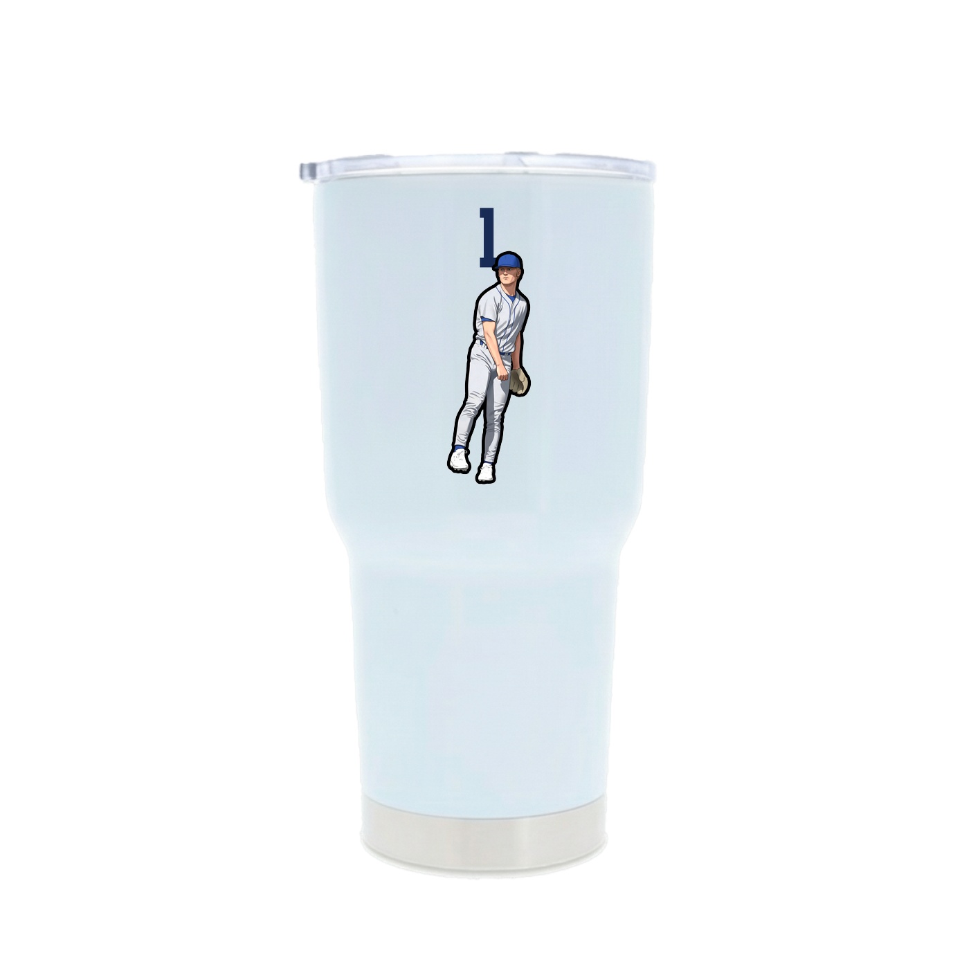 30oz Stainless Steel Tumbler — Number Top in White