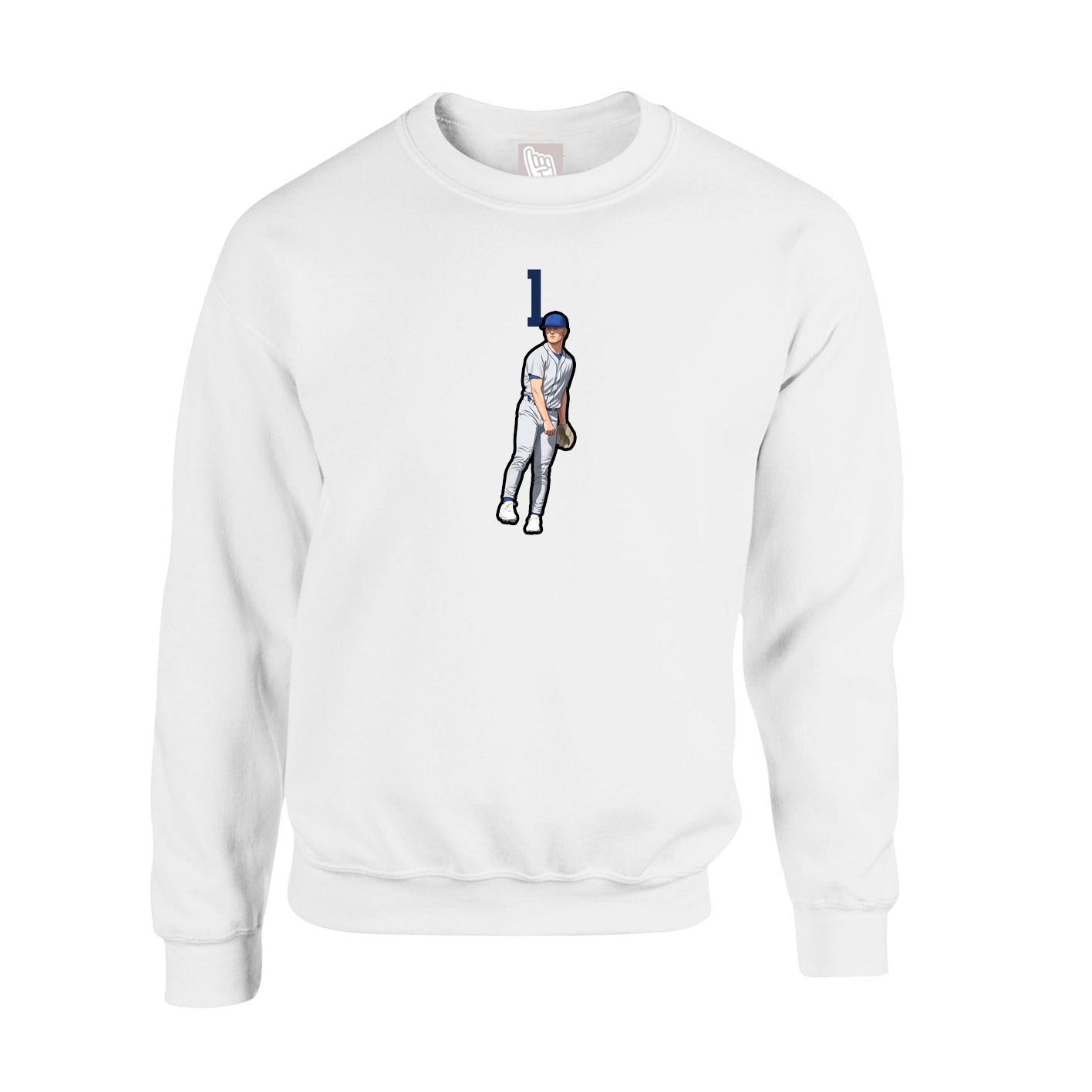 Fleece Crew — Number Top in White