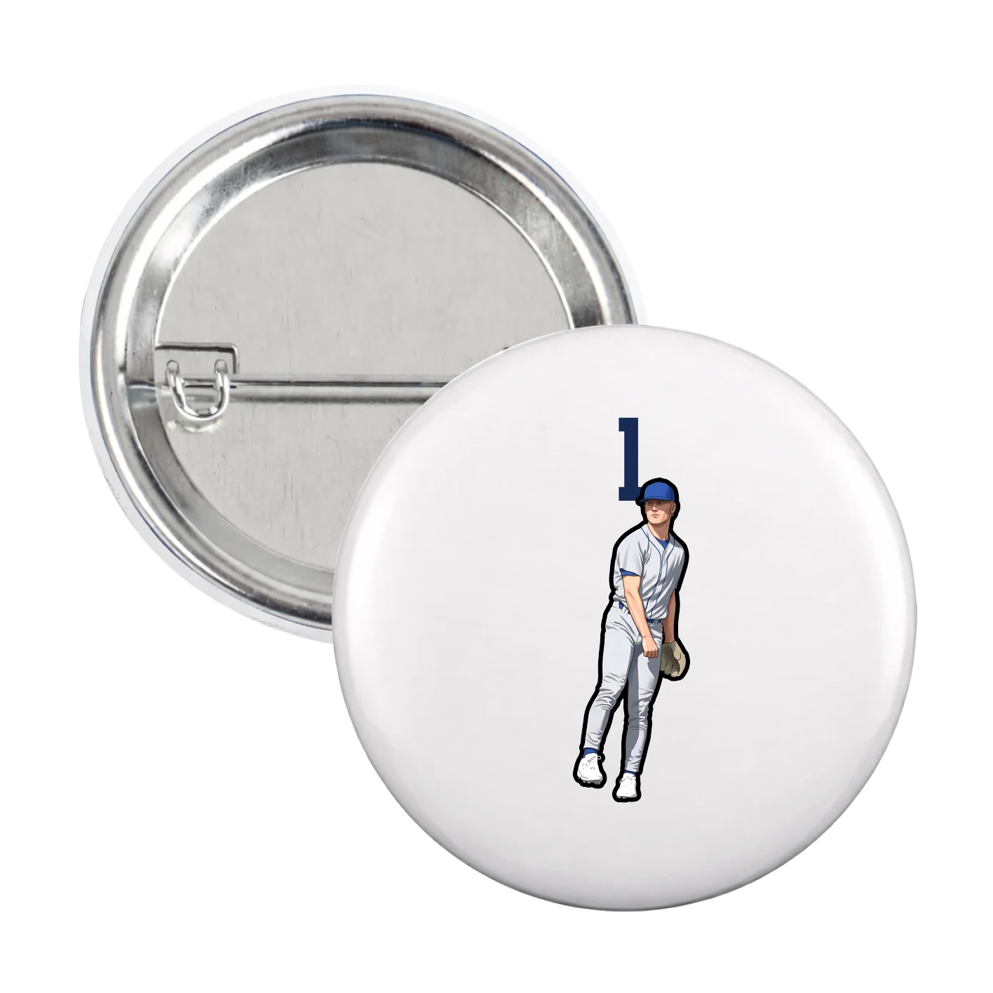 Game Day Button — Number Top in White