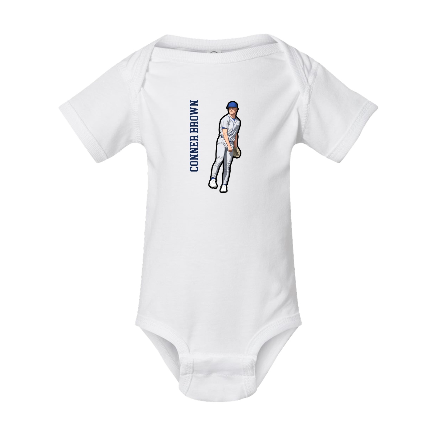 Baby Onesie — Name Vertical in White