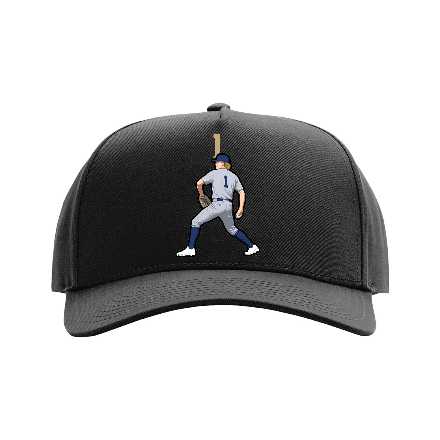 Full Fabric Five-Panel Champ Cap — Number Top in Black