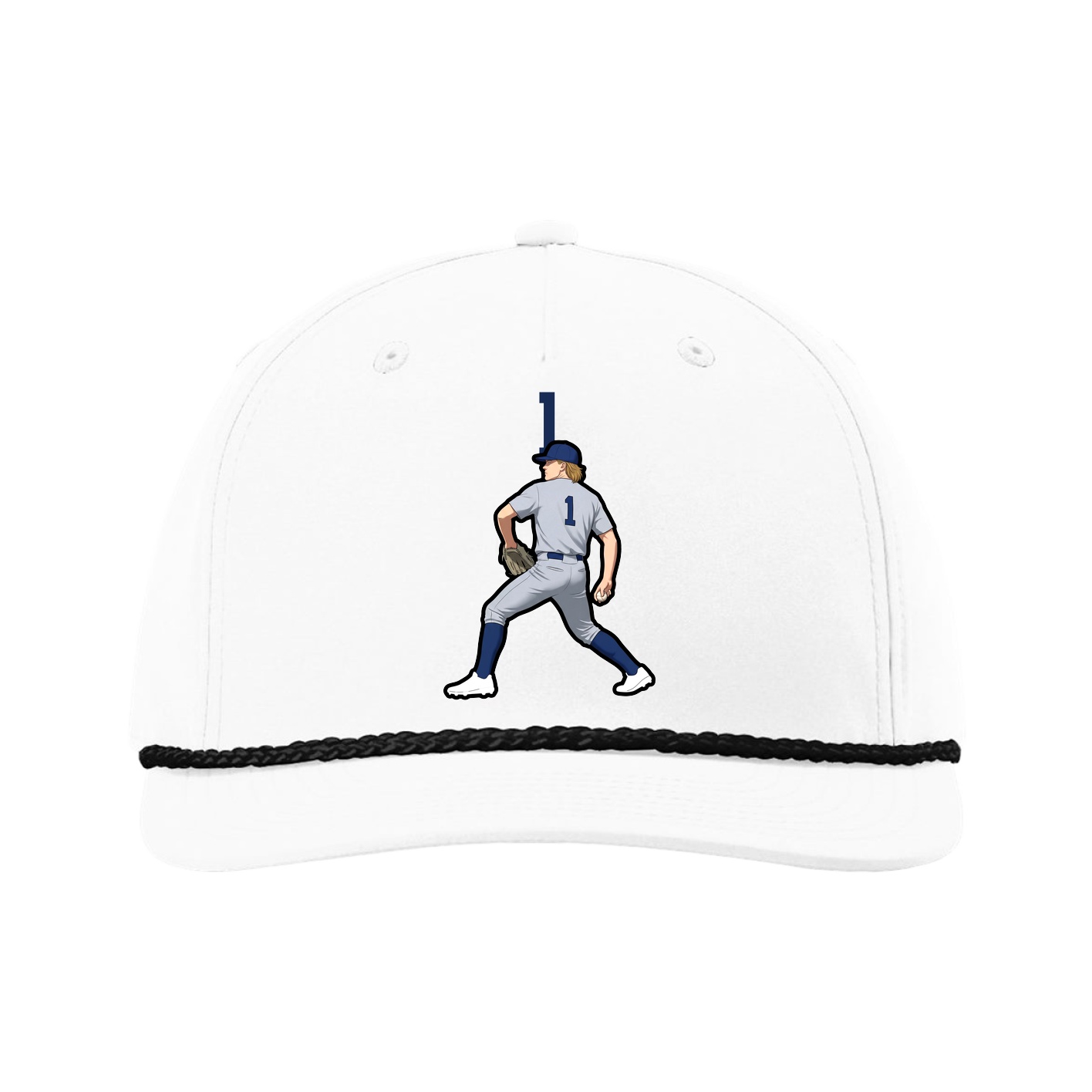Five-Panel Classic Rope Cap — Number Top in White