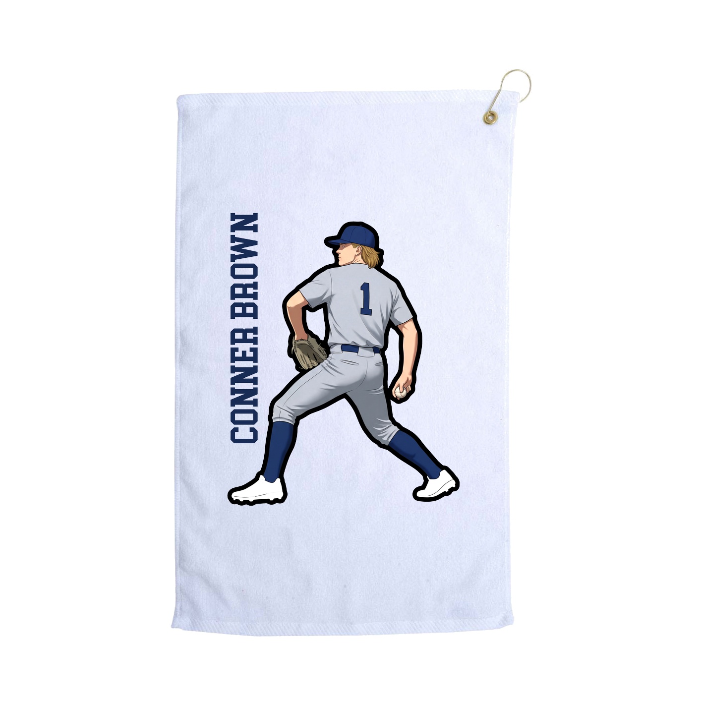 Golf Towel — Name Vertical in White