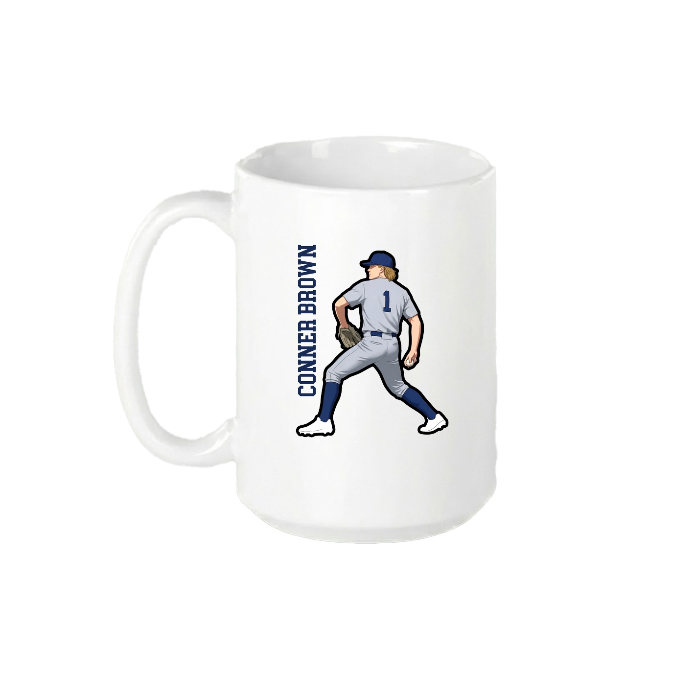 15oz Coffee Mug — Name Vertical in White