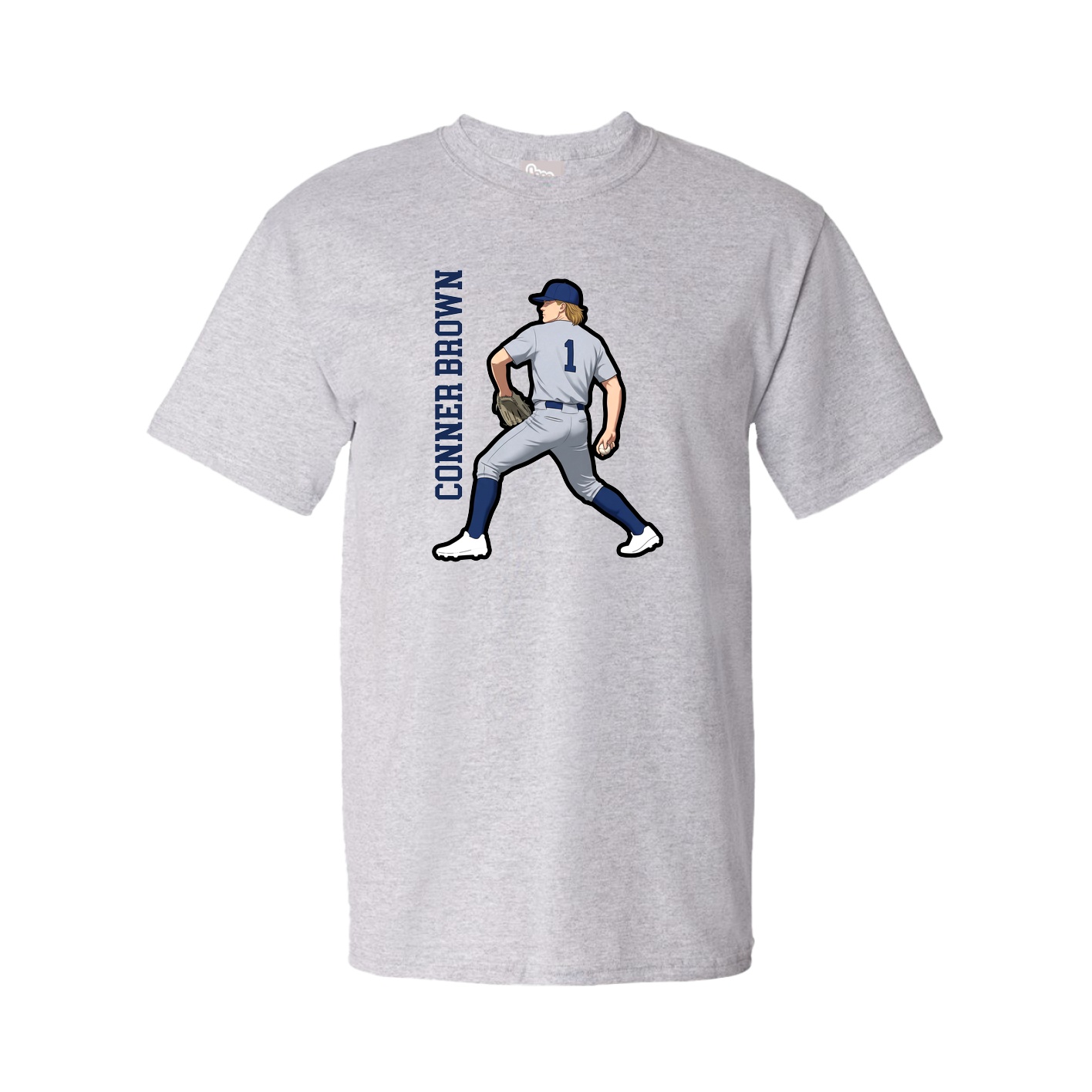 Tee — Name Vertical in Grey