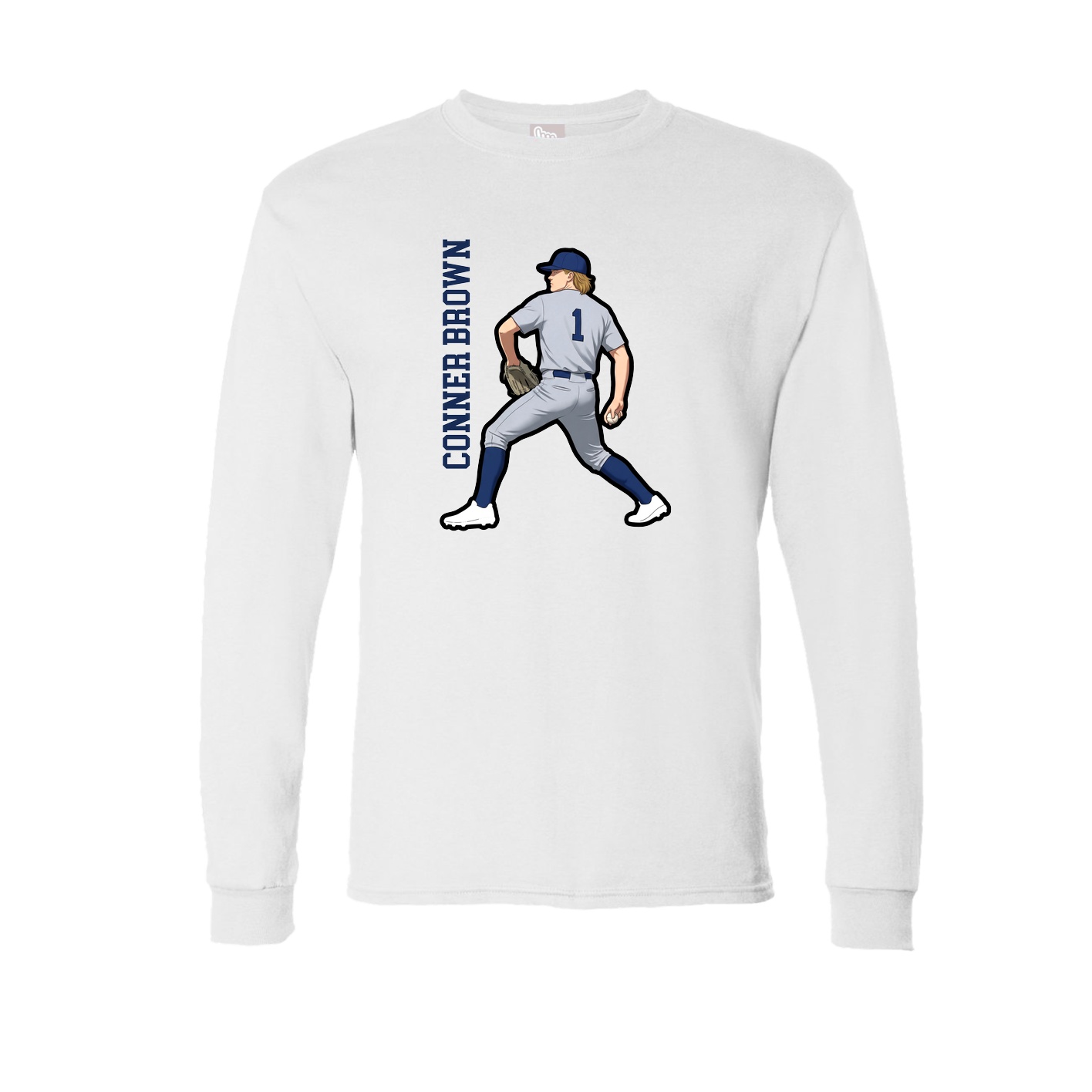Long Sleeve Tee — Name Vertical in White