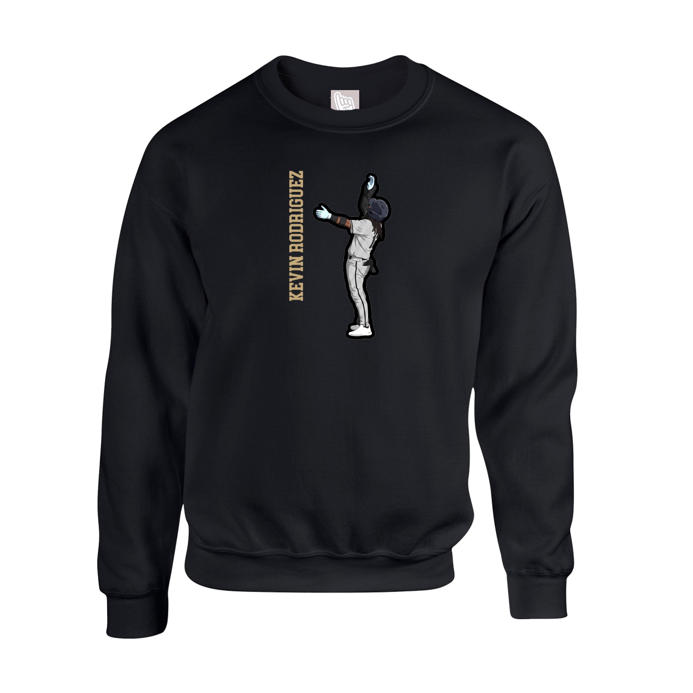 Fleece Crew — Name Vertical in Black