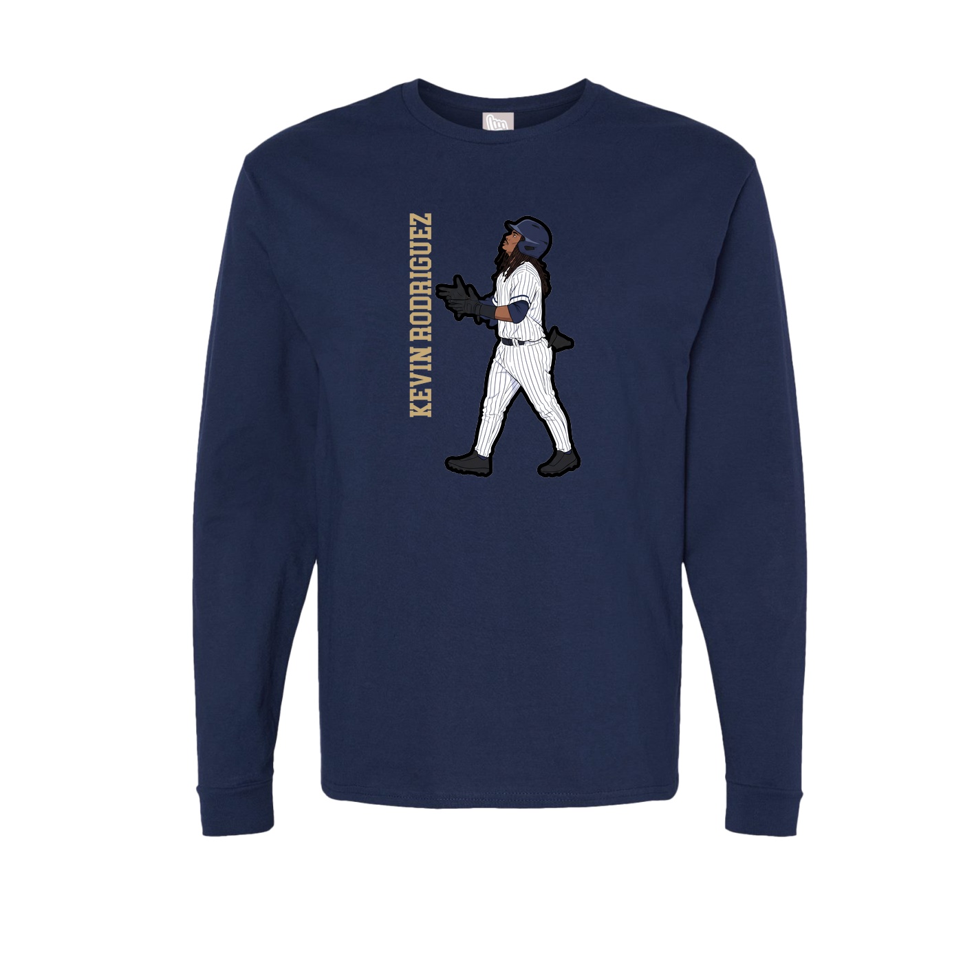 Long Sleeve Tee — Name Vertical in Navy