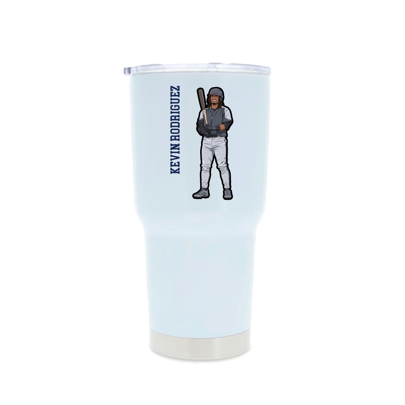 30oz Stainless Steel Tumbler — Name Vertical in White