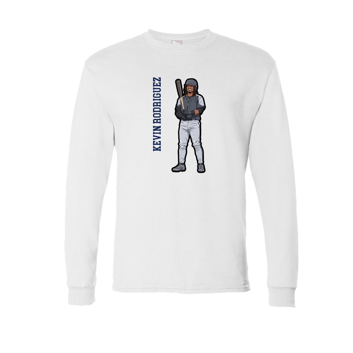 Long Sleeve Tee — Name Vertical in White