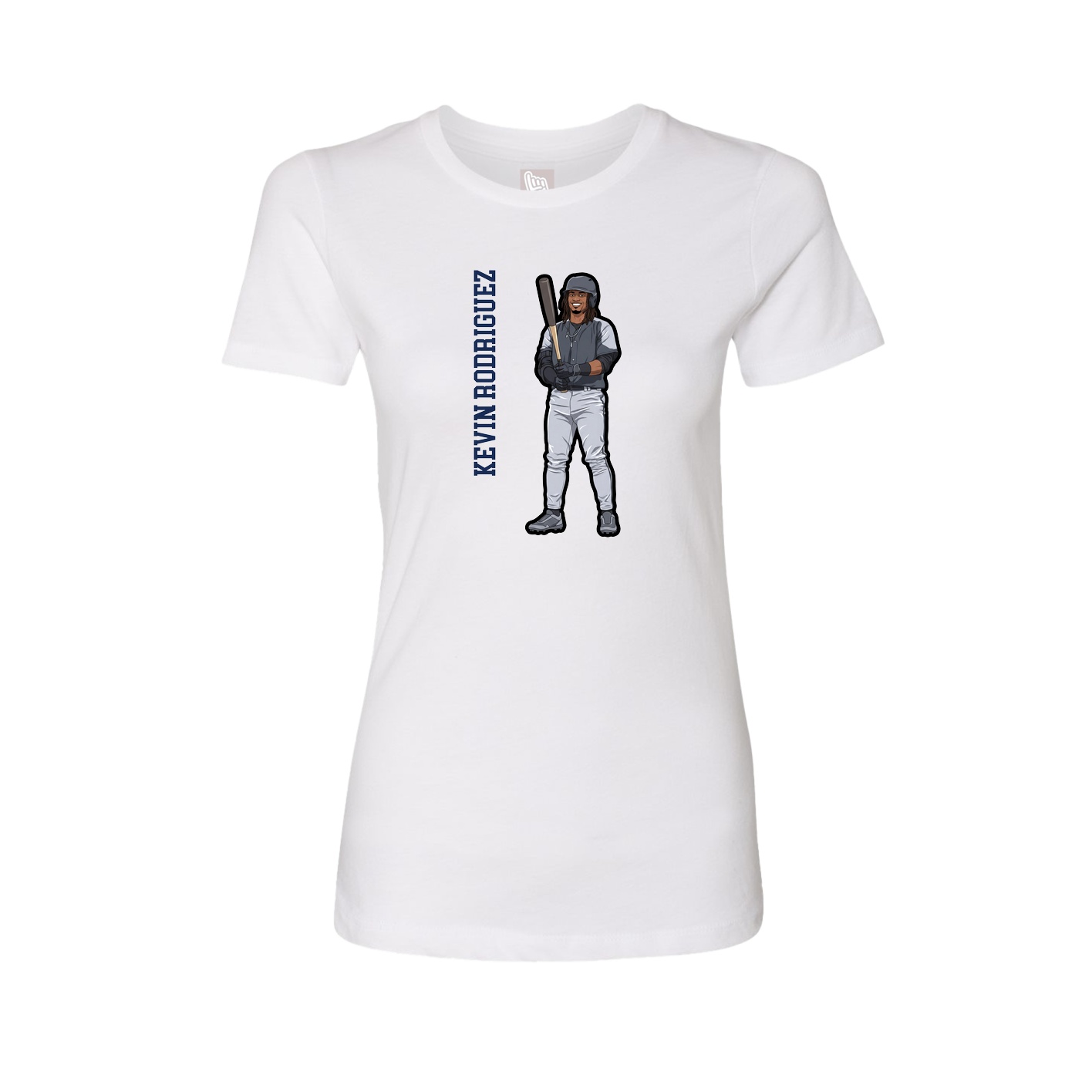 Womens Tee — Name Vertical in White