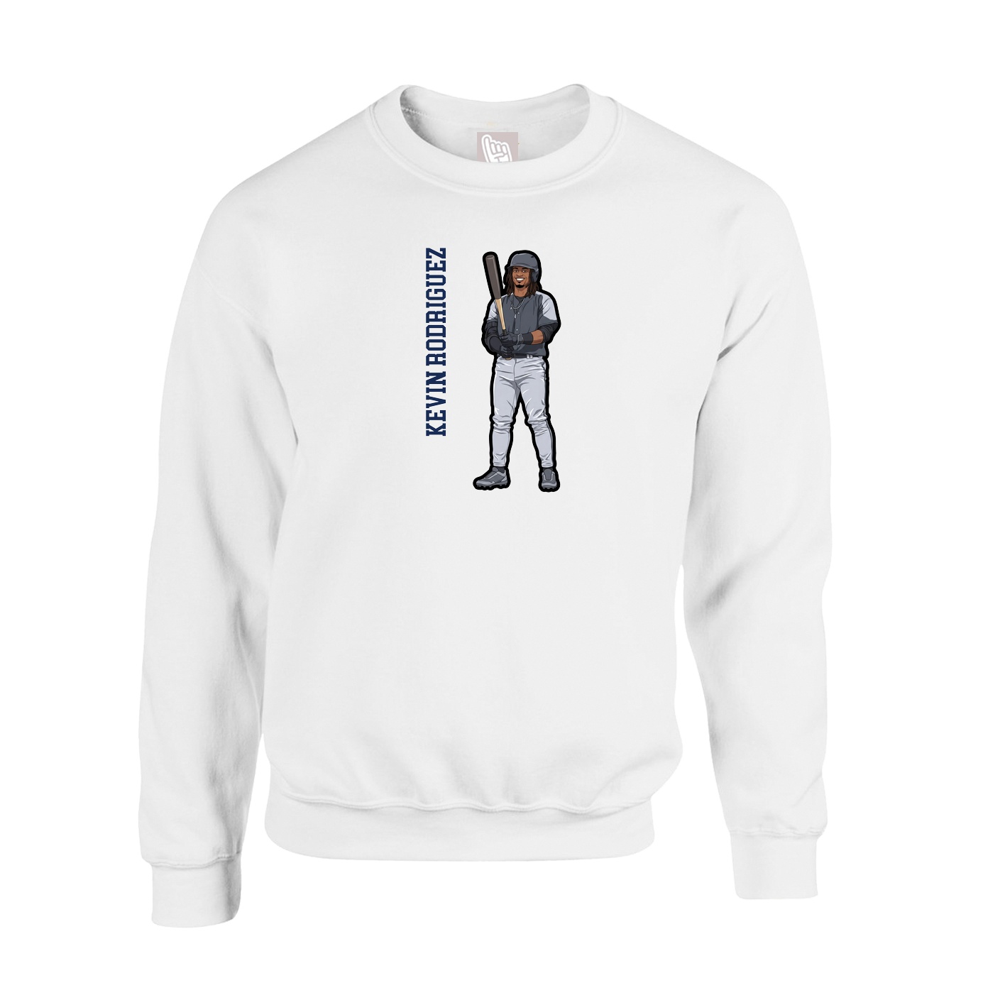 Fleece Crew — Name Vertical in White