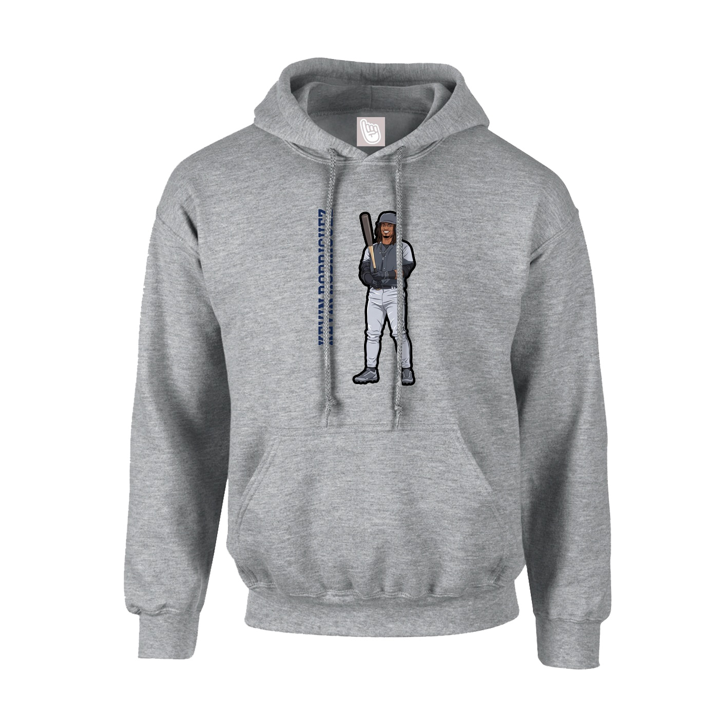 Youth Hoodie — Name Vertical in Grey