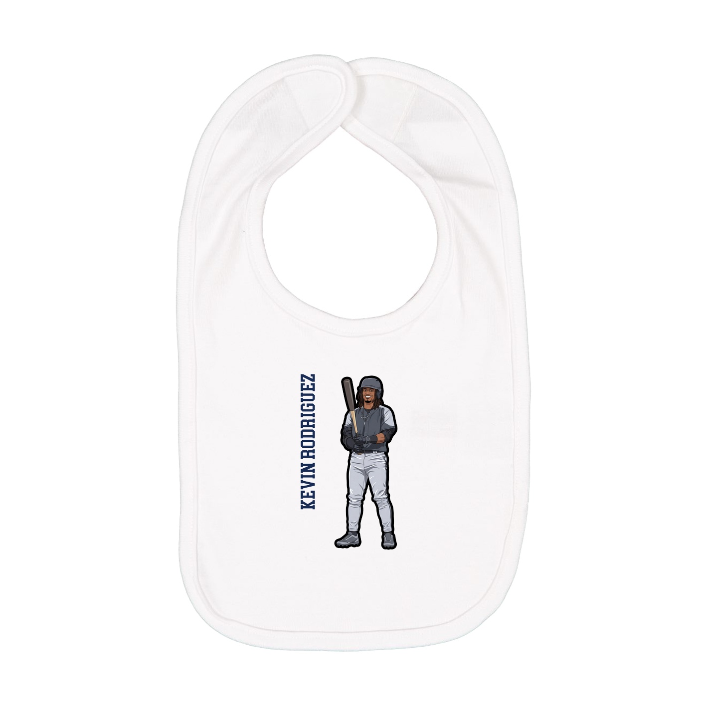 Infant Bib — Name Vertical in White