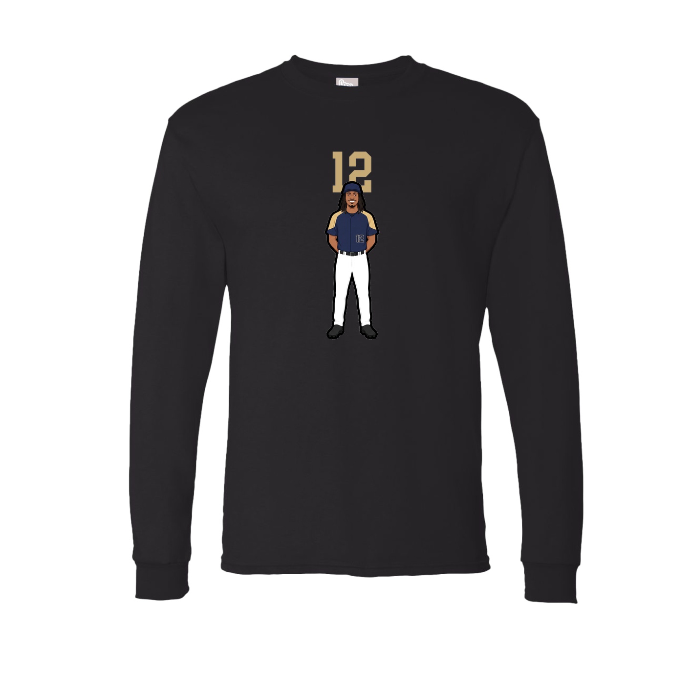 Long Sleeve Tee — Number Top in Black