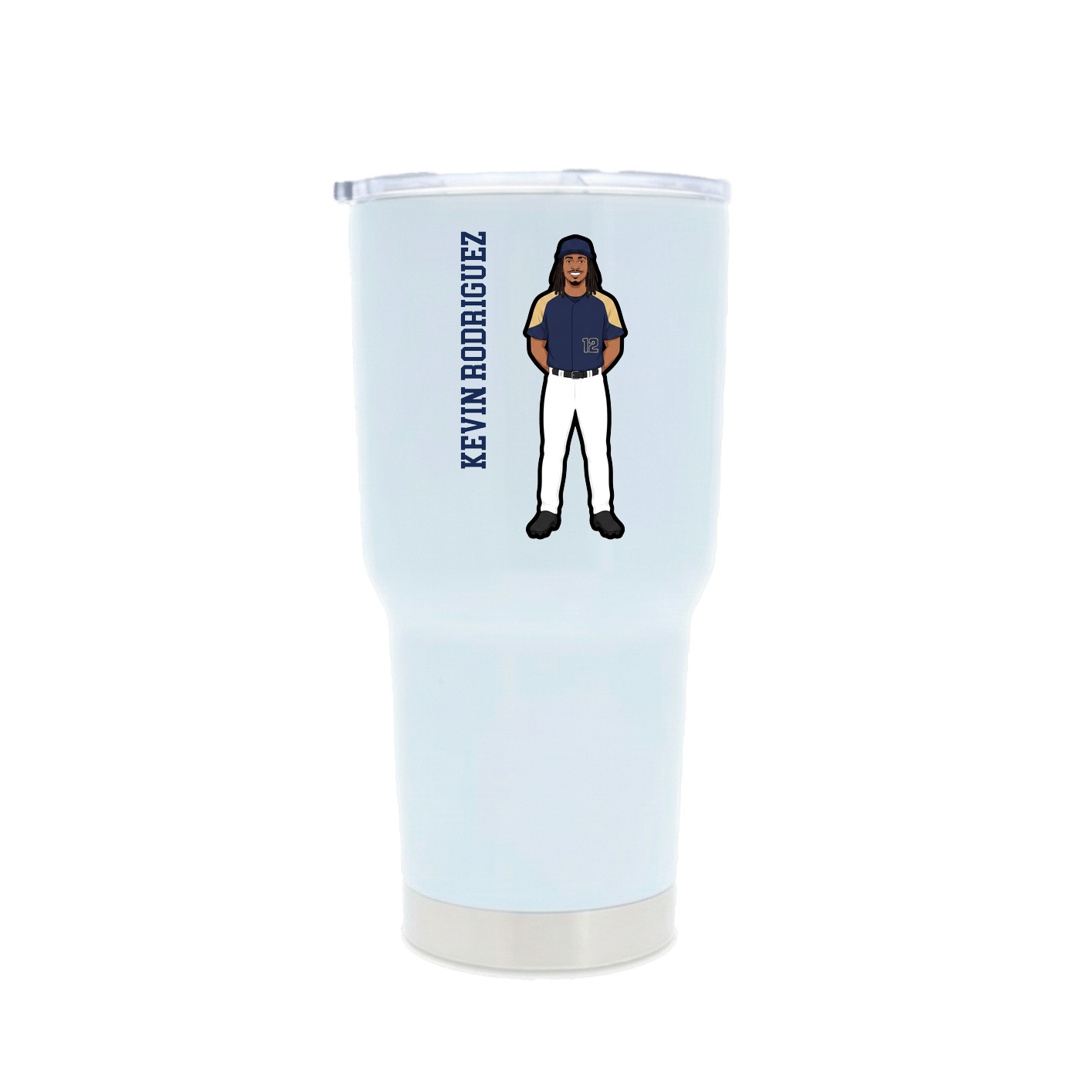 30oz Stainless Steel Tumbler — Name Vertical in White