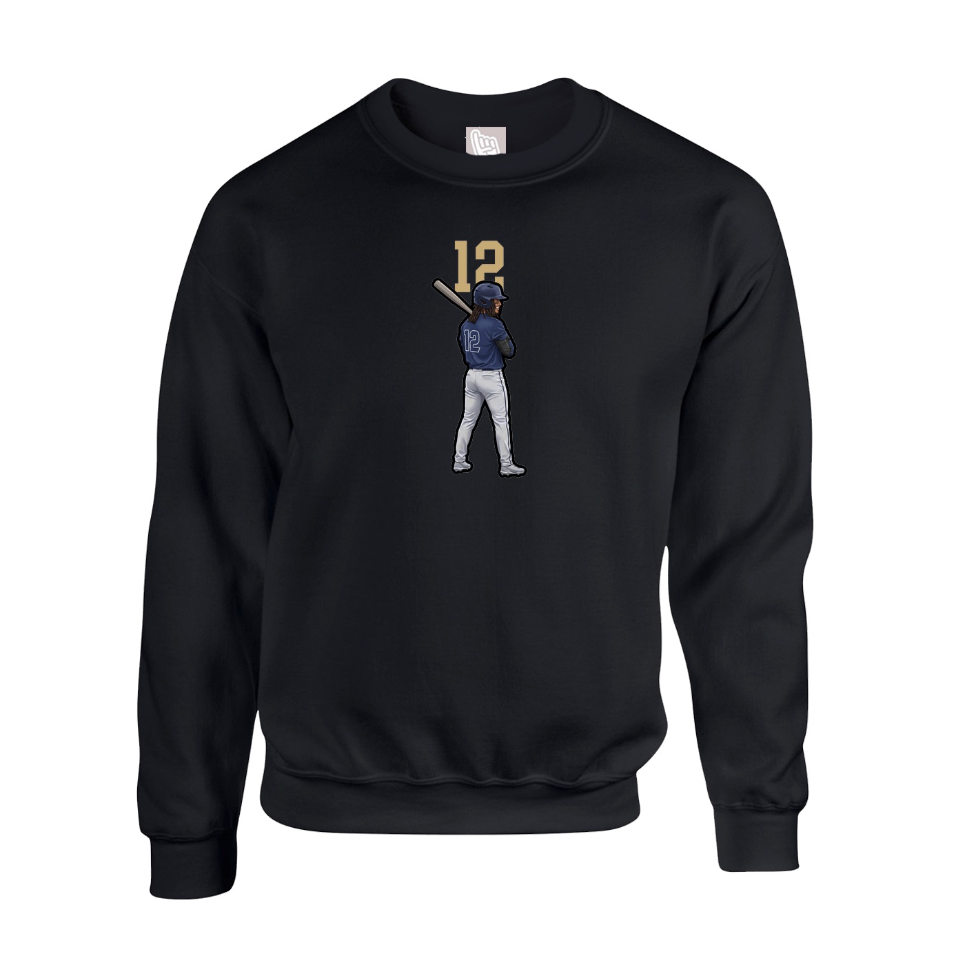 Fleece Crew — Number Top in Black