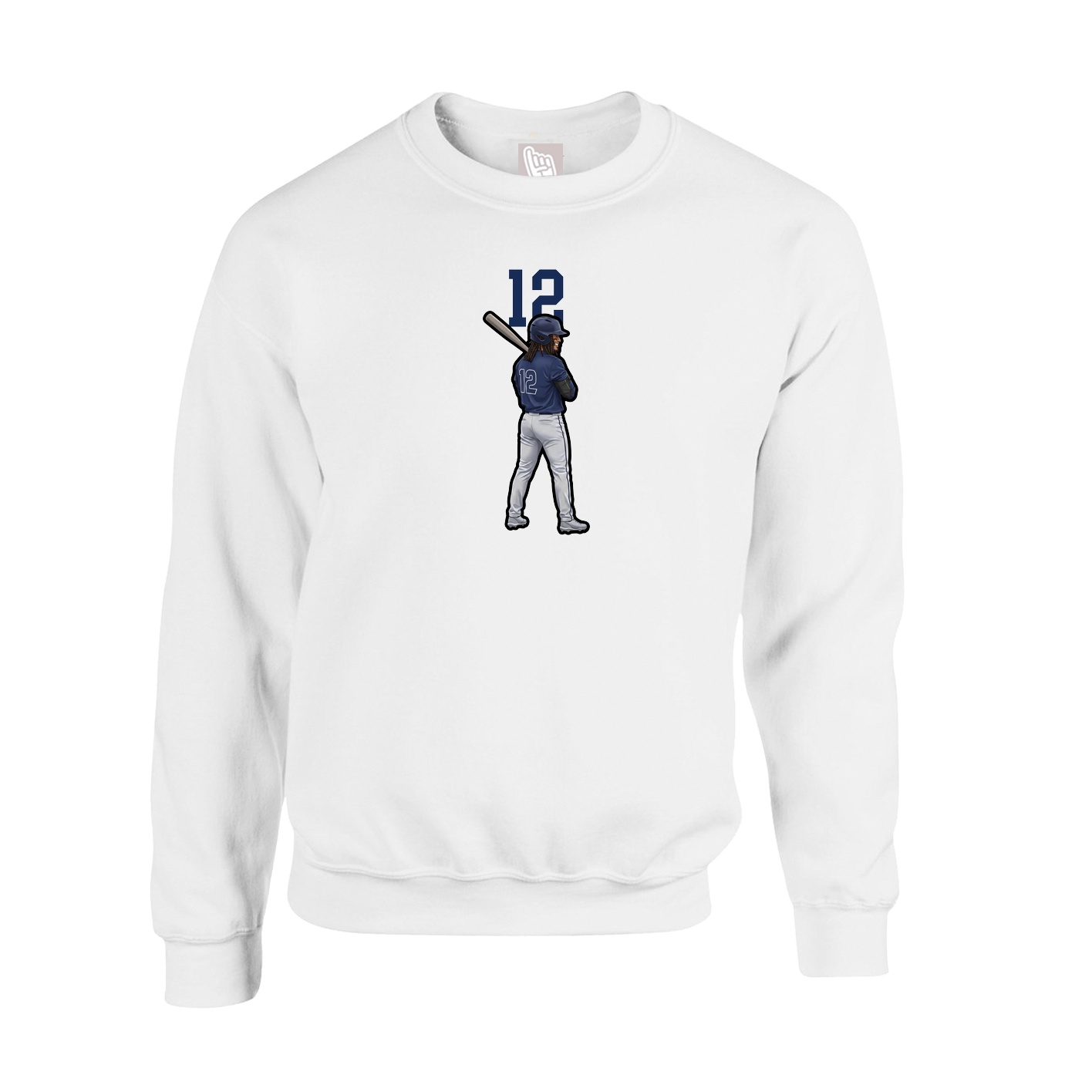 Fleece Crew — Number Top in White