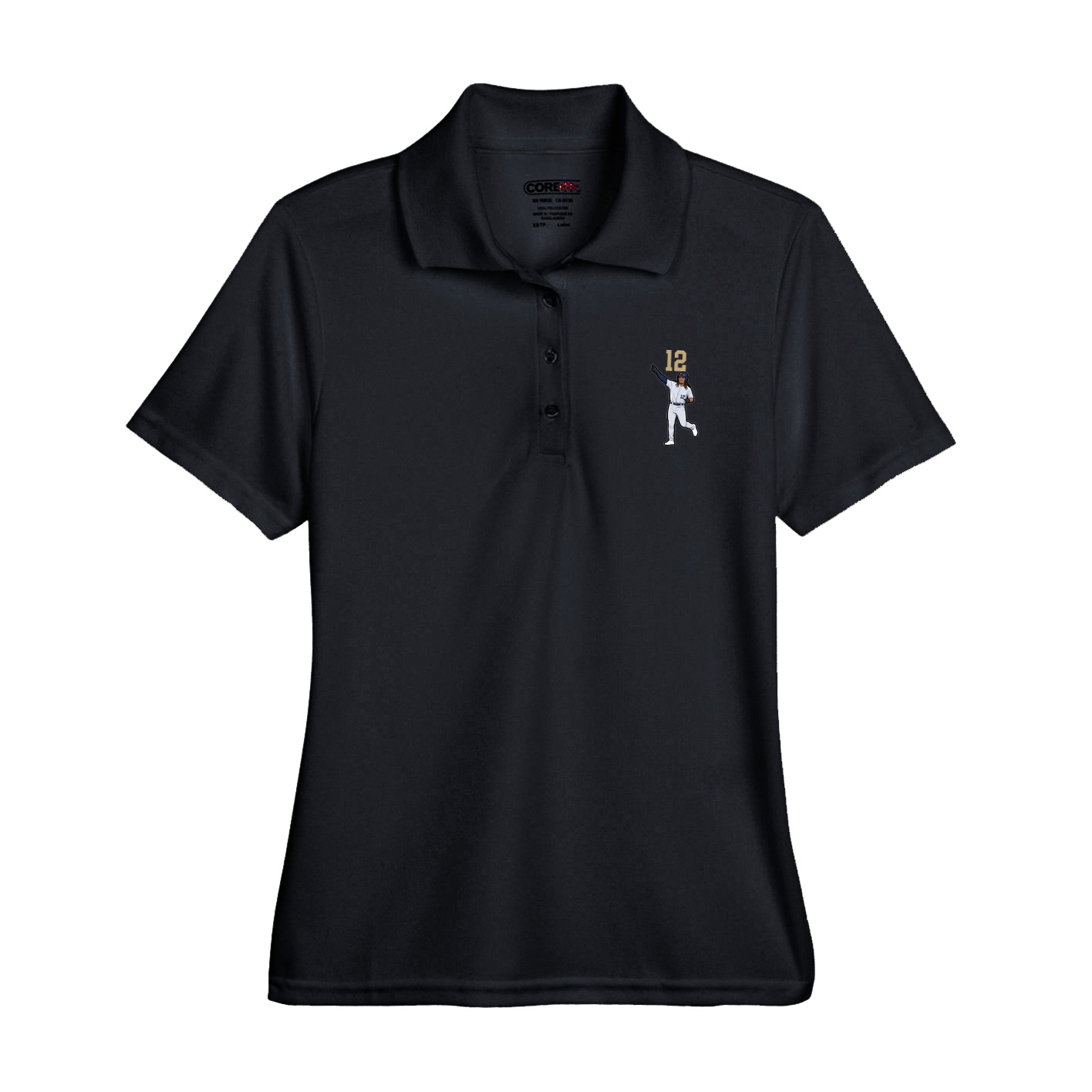 Womens Performance Polo — Number Top in Black