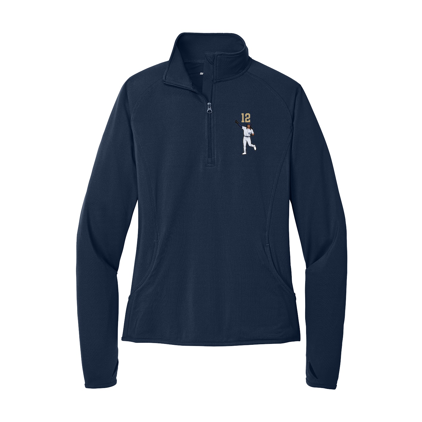 Women's Q-Zip Pullover — Number Top in Navy