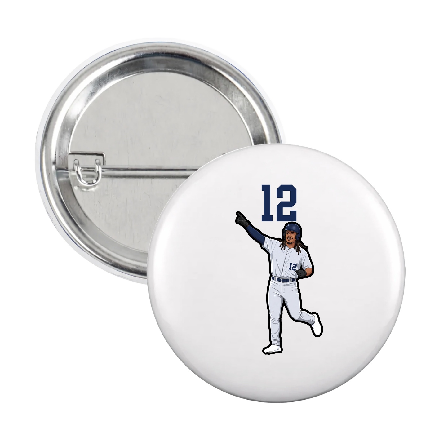 Game Day Button — Number Top in White