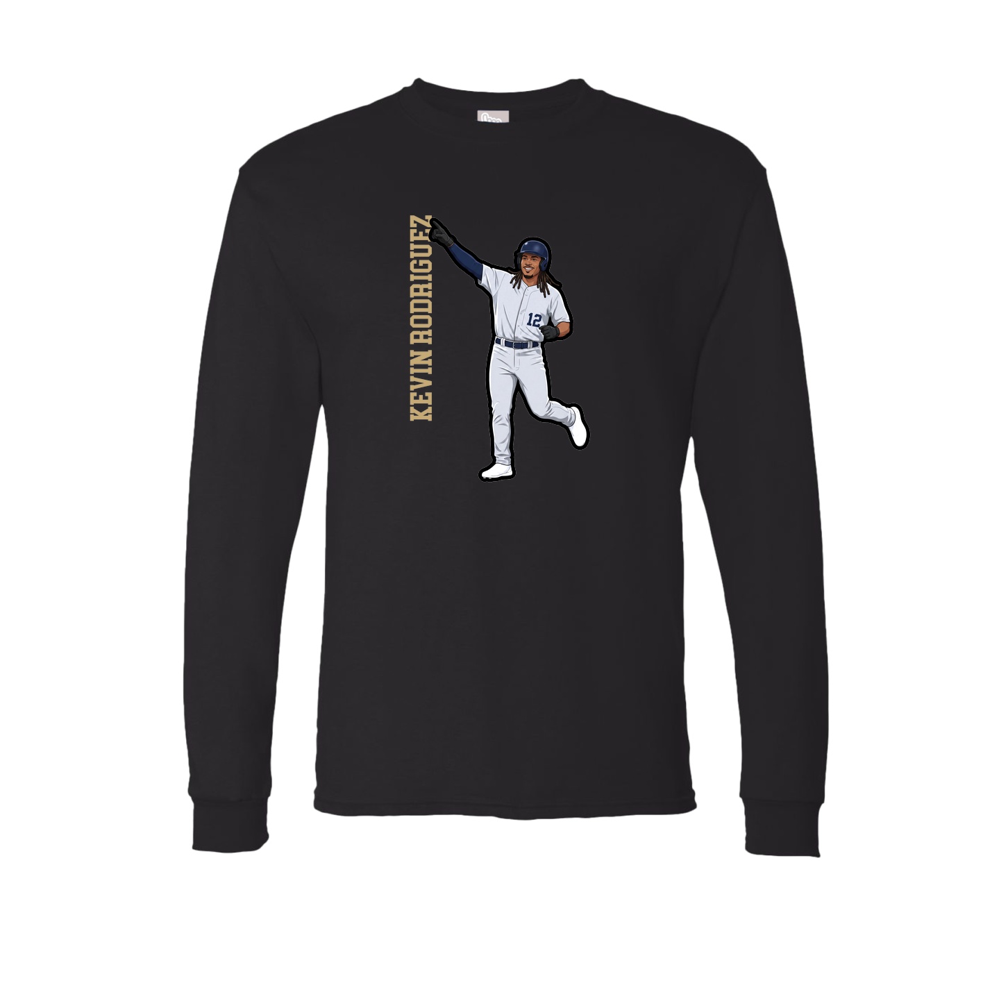 Long Sleeve Tee — Name Vertical in Black