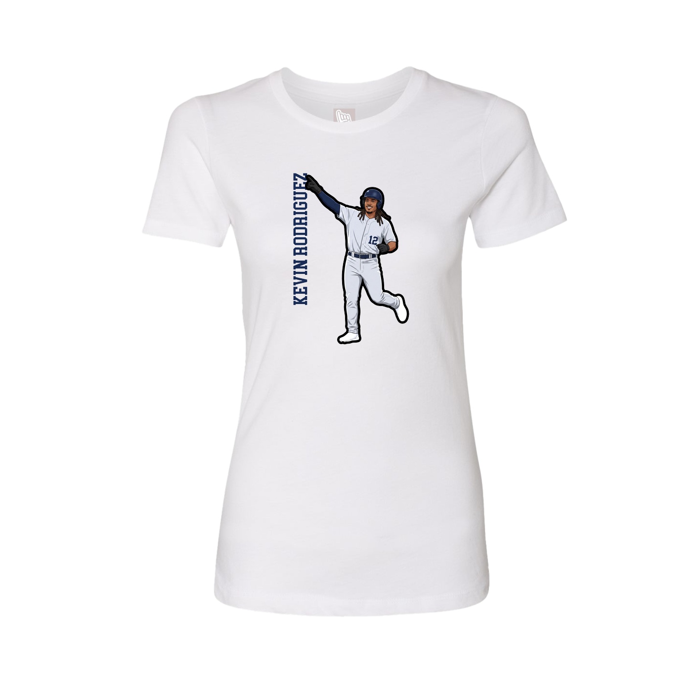 Womens Tee — Name Vertical in White