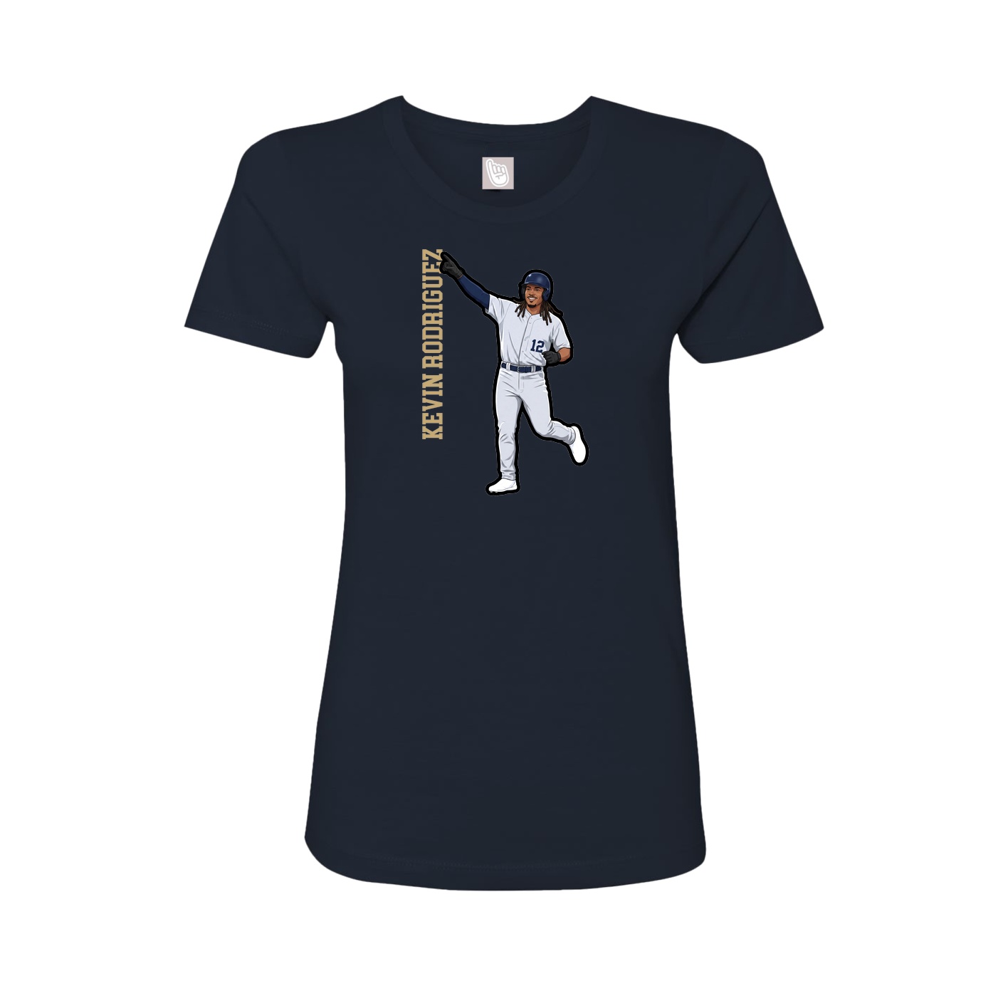 Fitted Women's Tee — Name Vertical in Navy