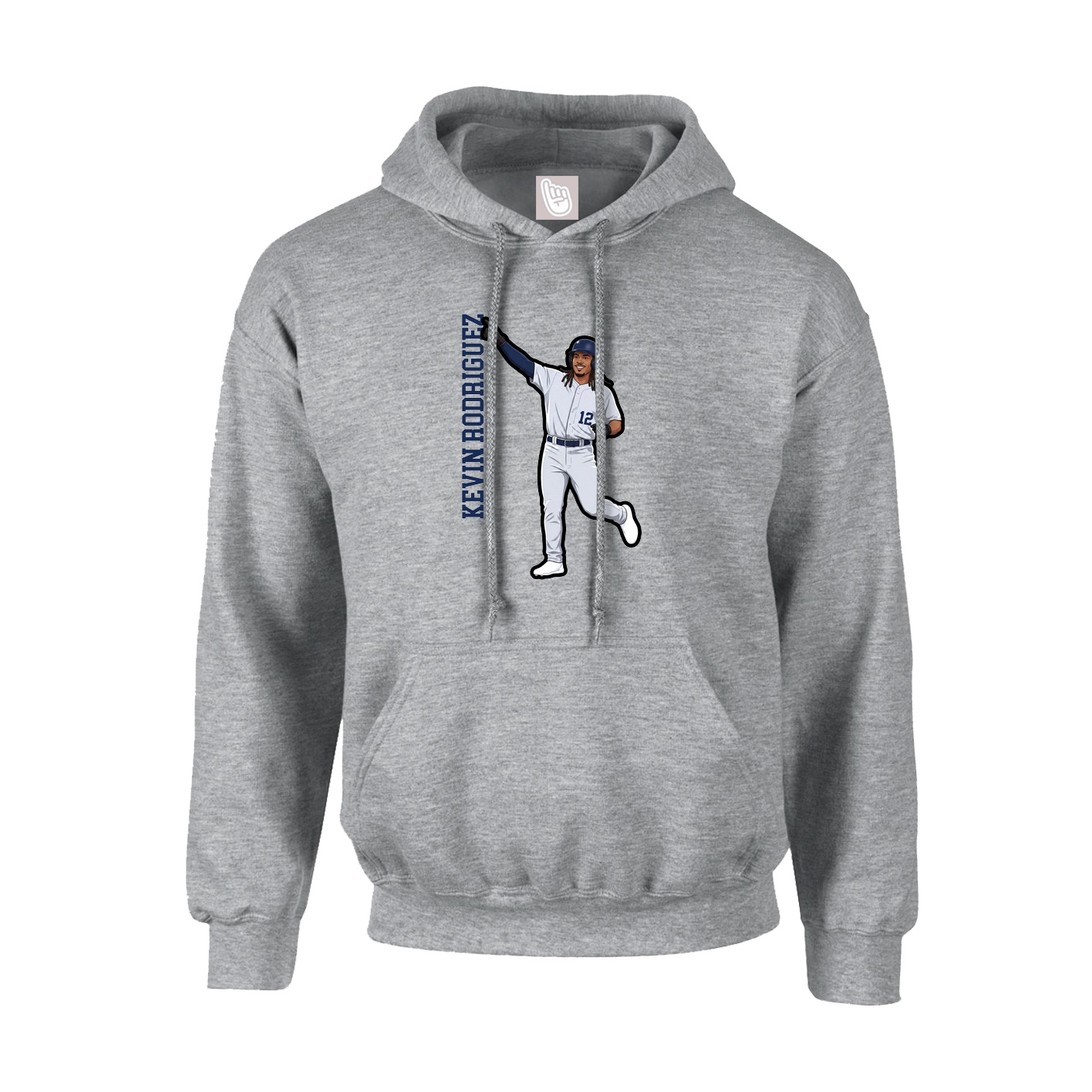 Hoodie — Name Vertical in Grey