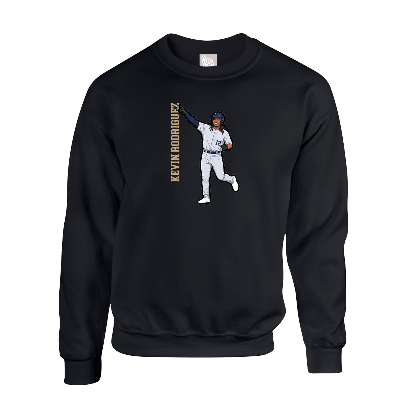 Fleece Crew — Name Vertical in Black