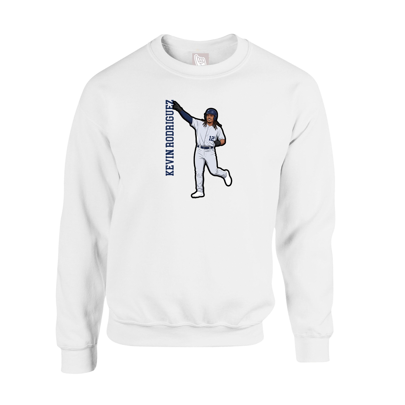 Fleece Crew — Name Vertical in White