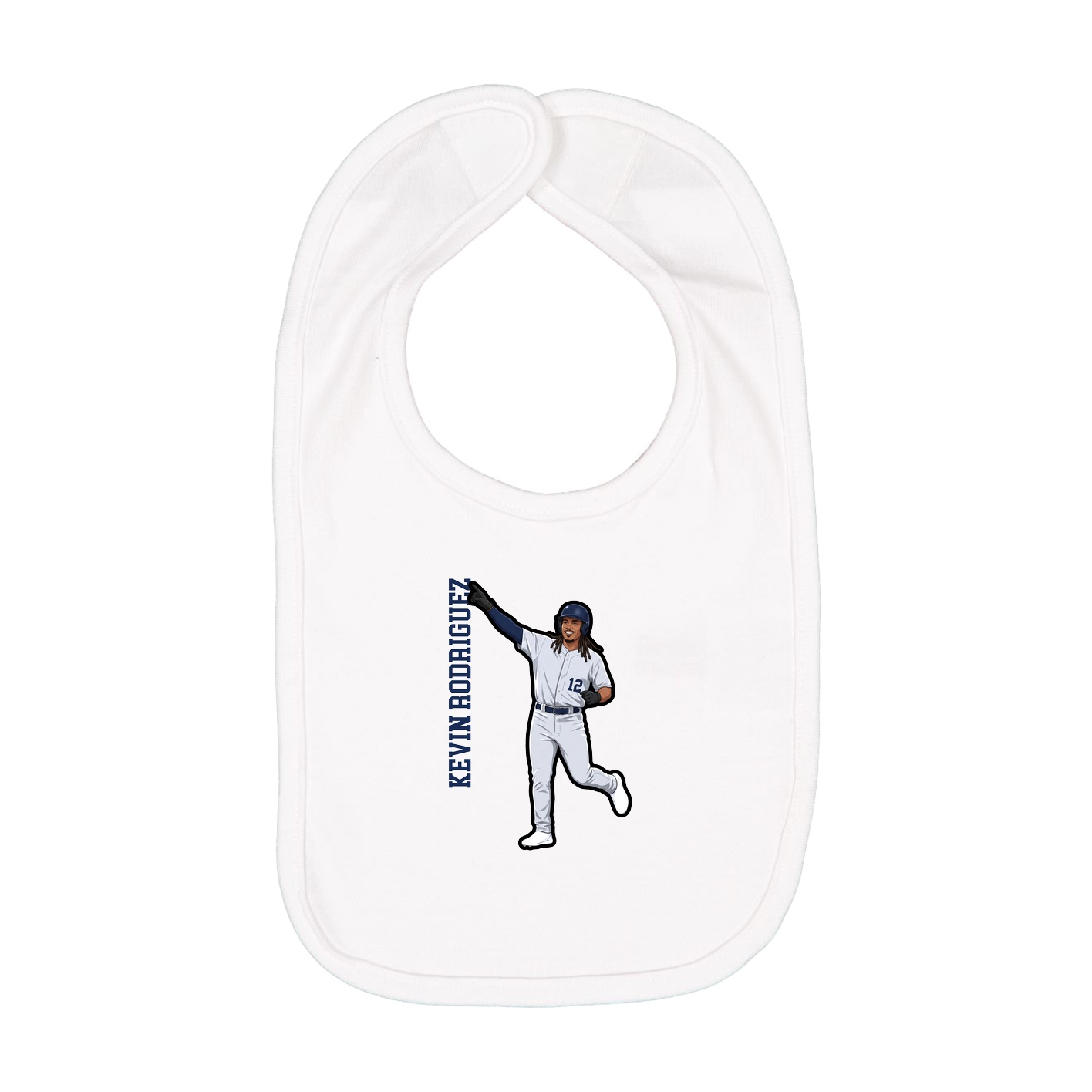Infant Bib — Name Vertical in White