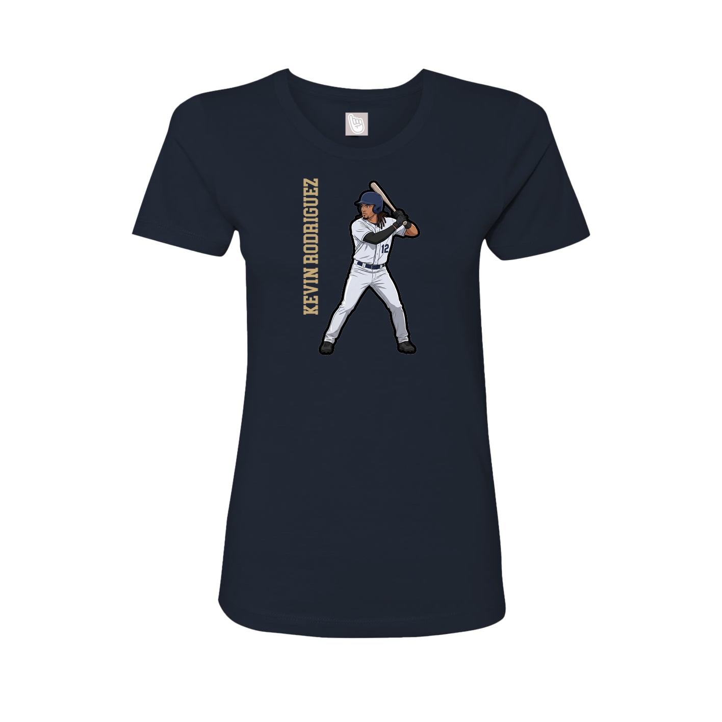 Womens Tee — Name Vertical in Navy