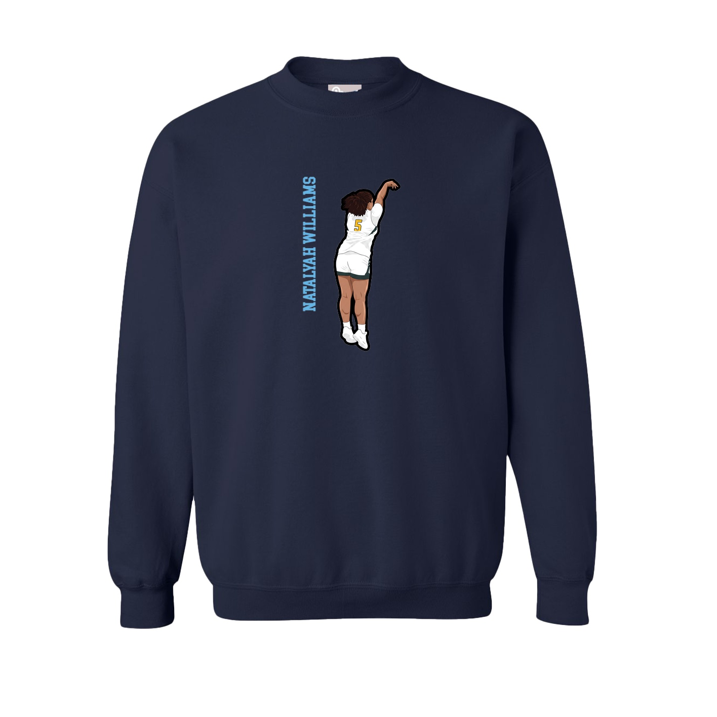 Fleece Crew — Name Vertical in Navy