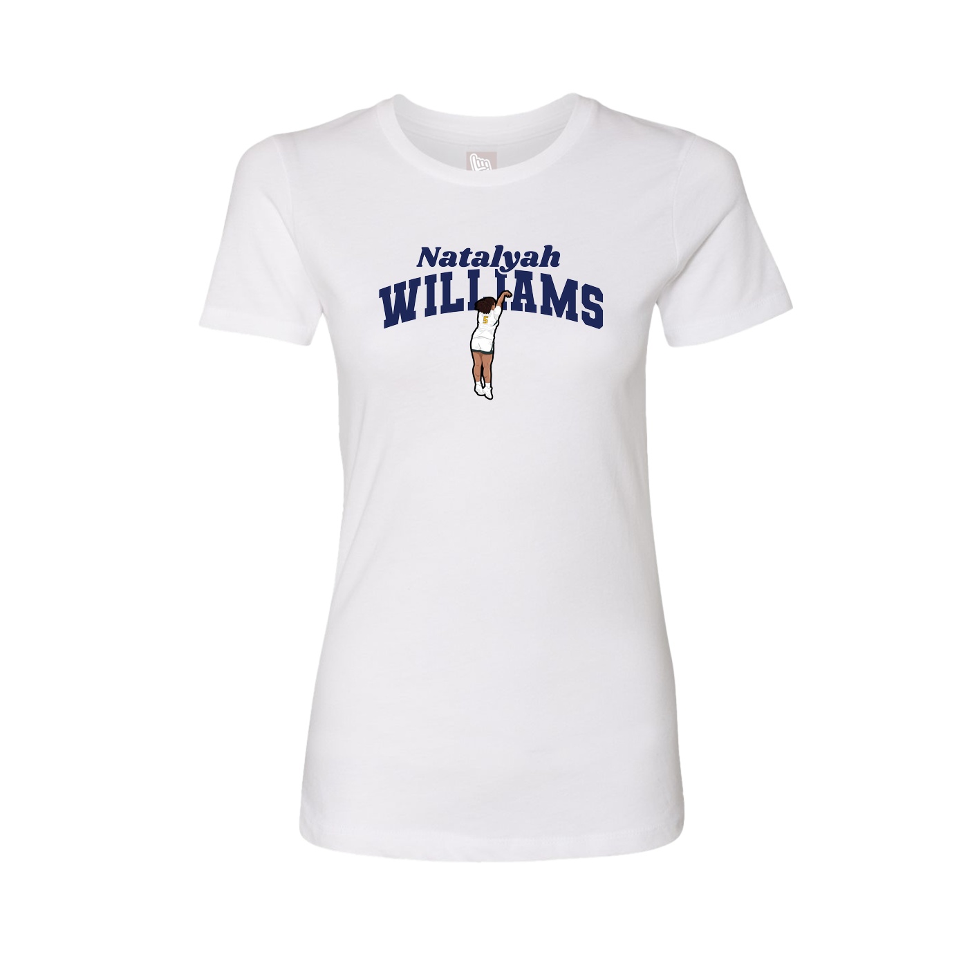 Fitted Women's Tee — Signature Arch in White