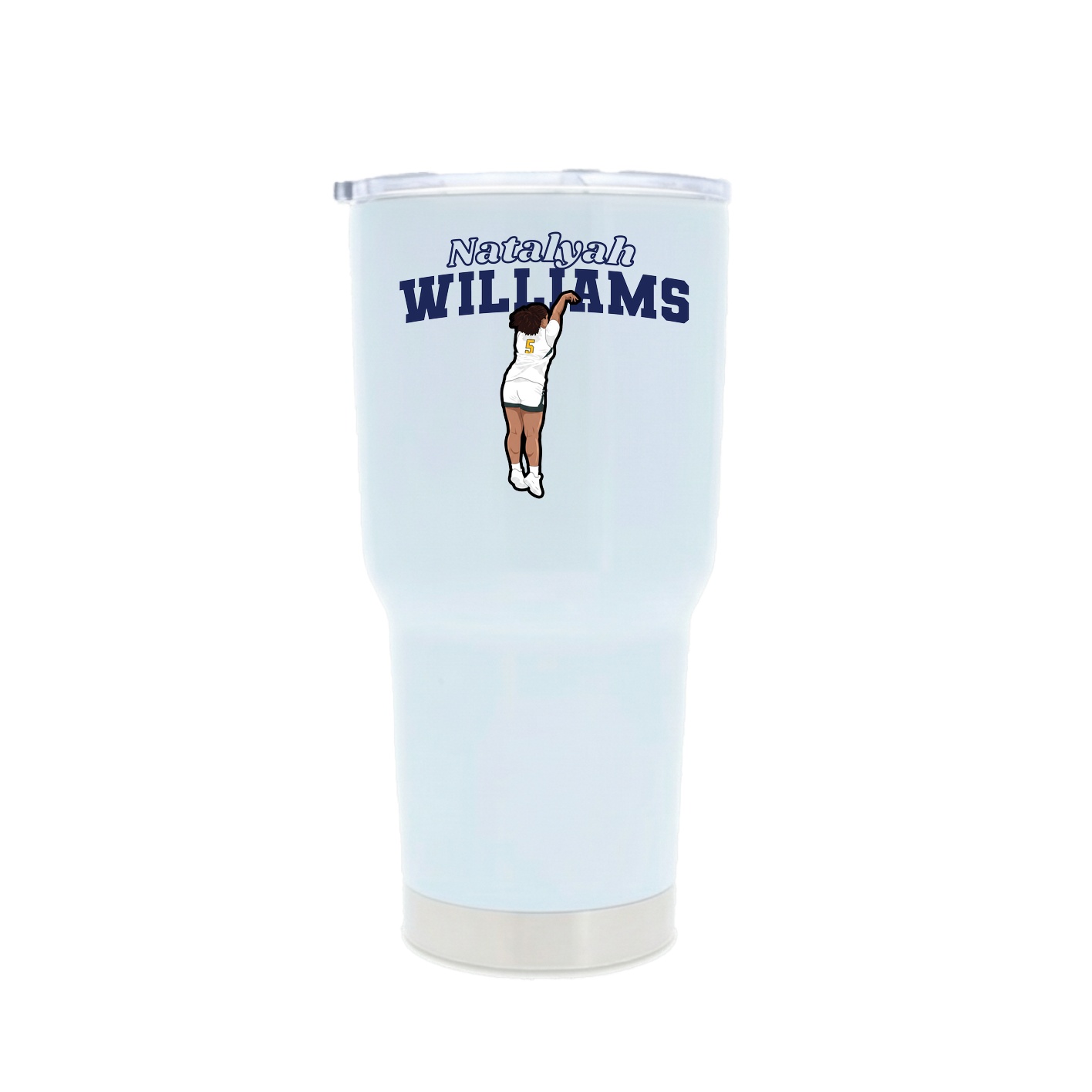 30oz Stainless Steel Tumbler — Name Arch in White