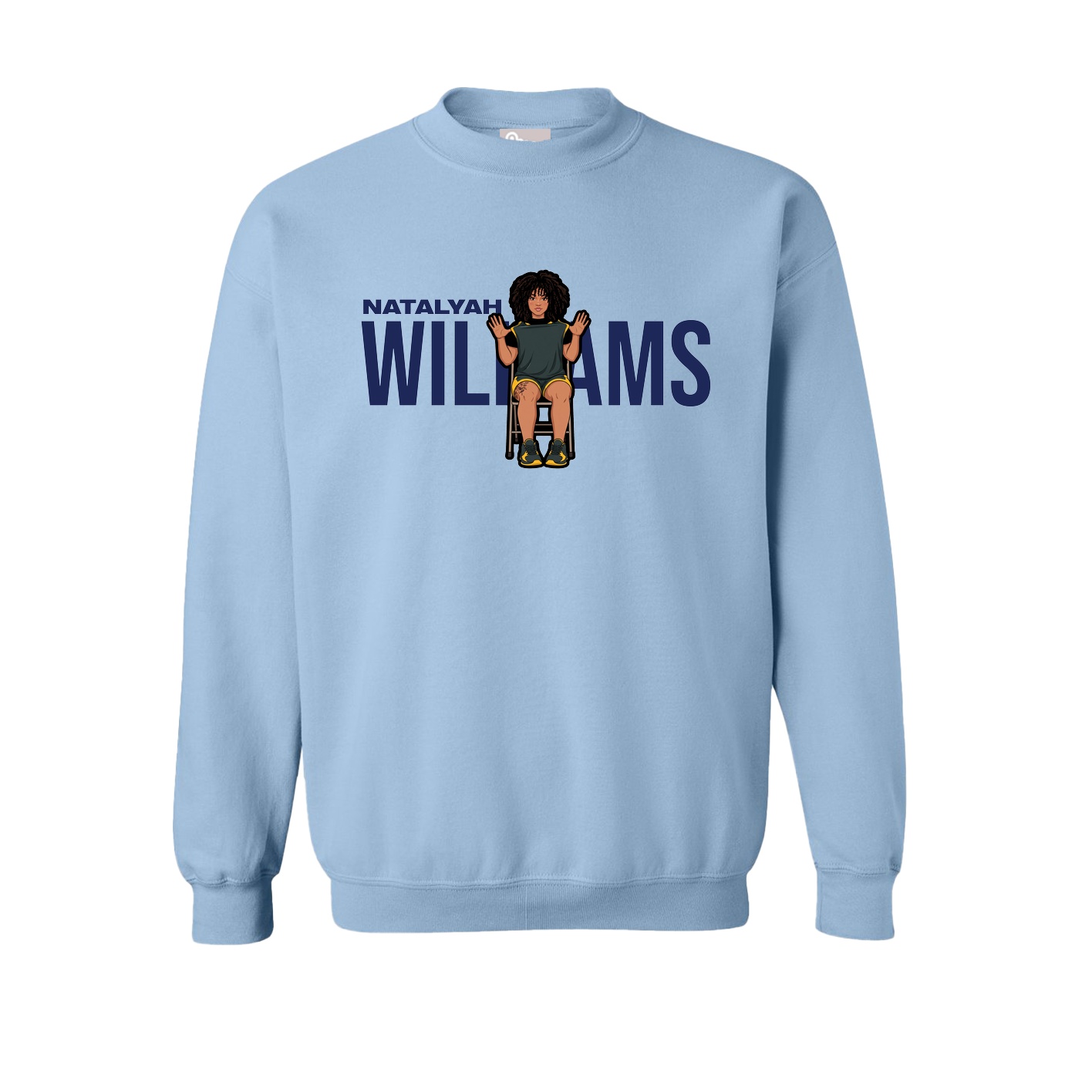 Fleece Crew — Player Name in Light Blue